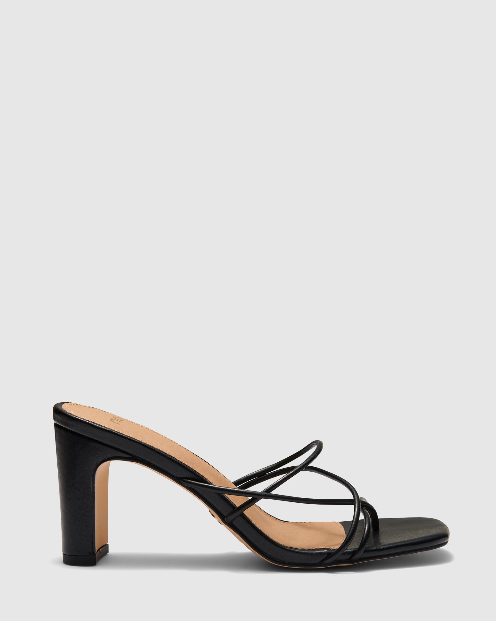 Ubari Black Heeled Mules