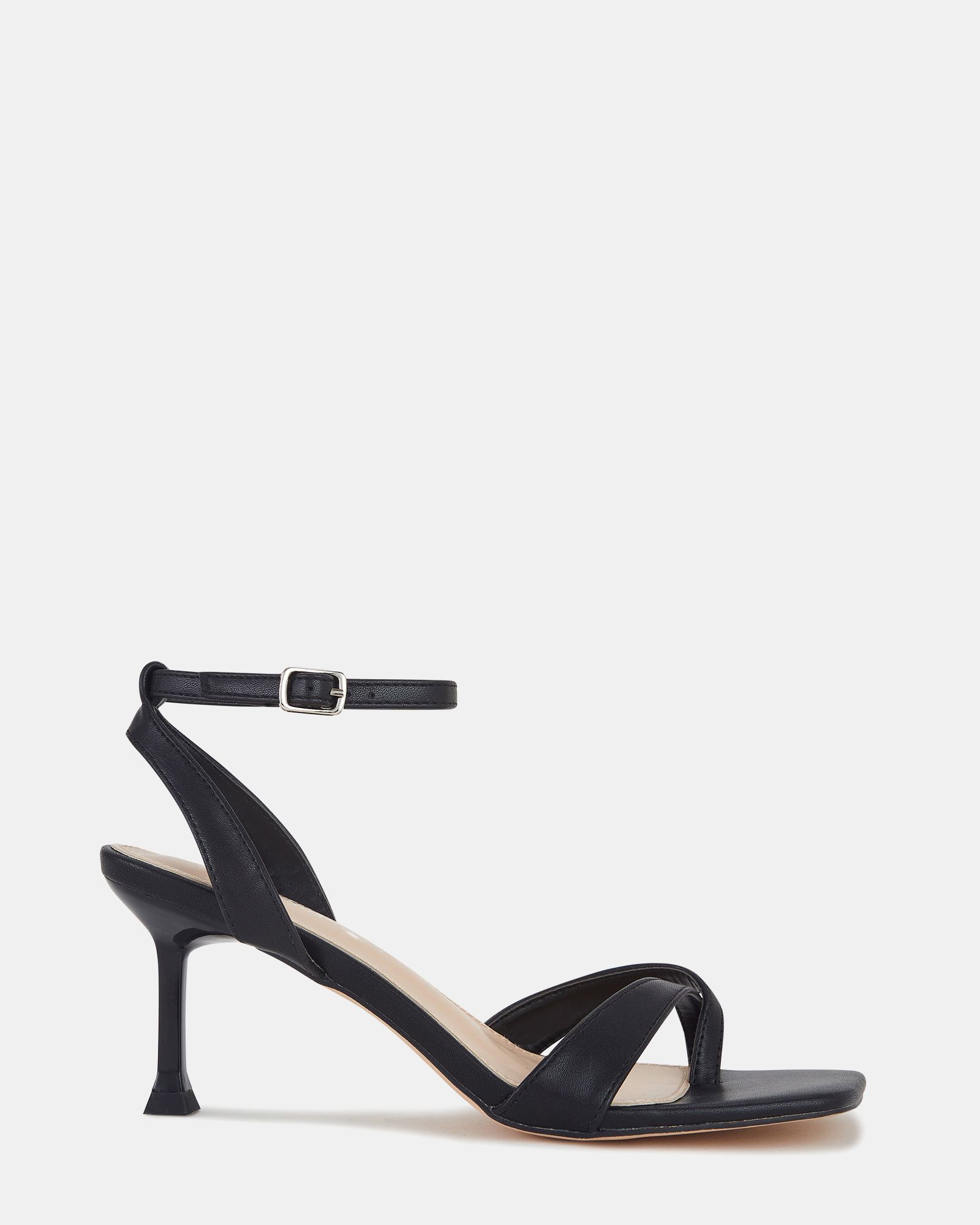 Agatha Black Toe Post Mid Heel Sandals