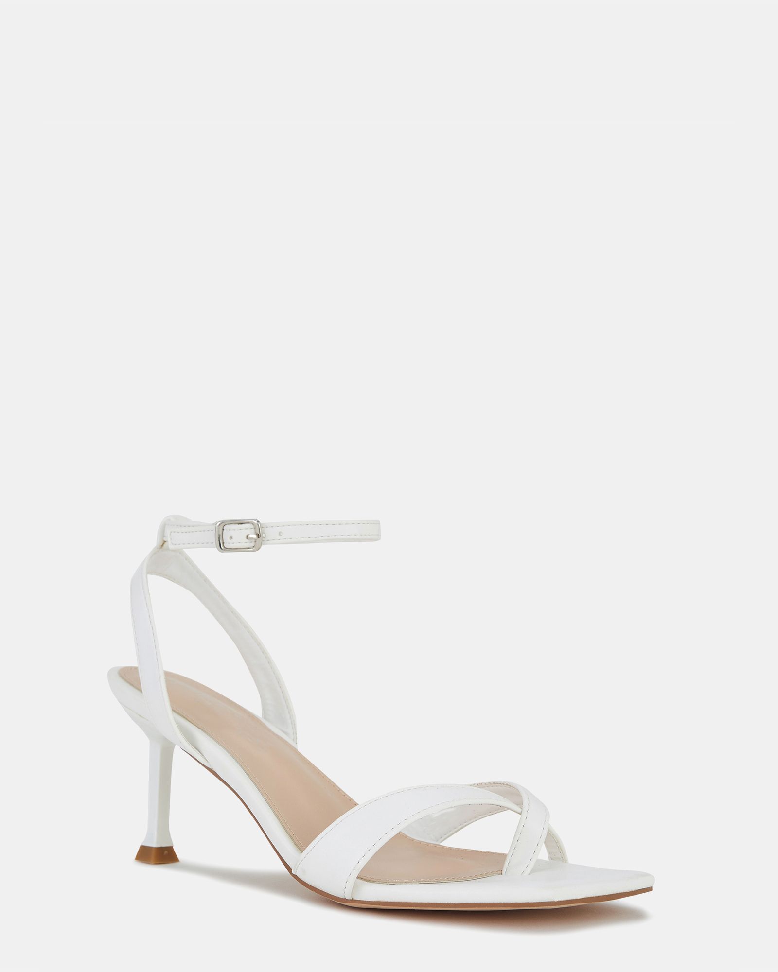 Agatha White Toe Post Mid Heel Sandals