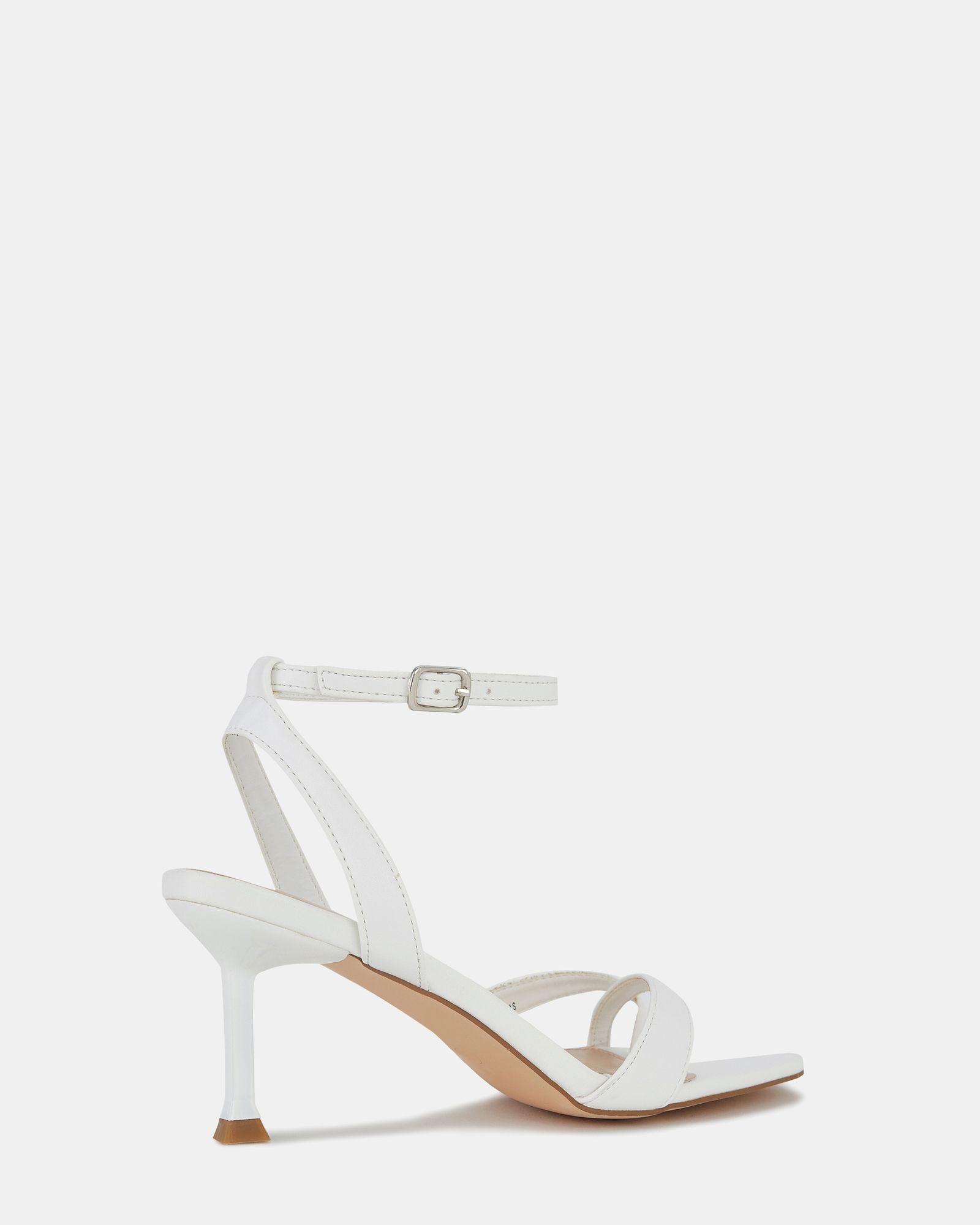 Agatha White Toe Post Mid Heel Sandals