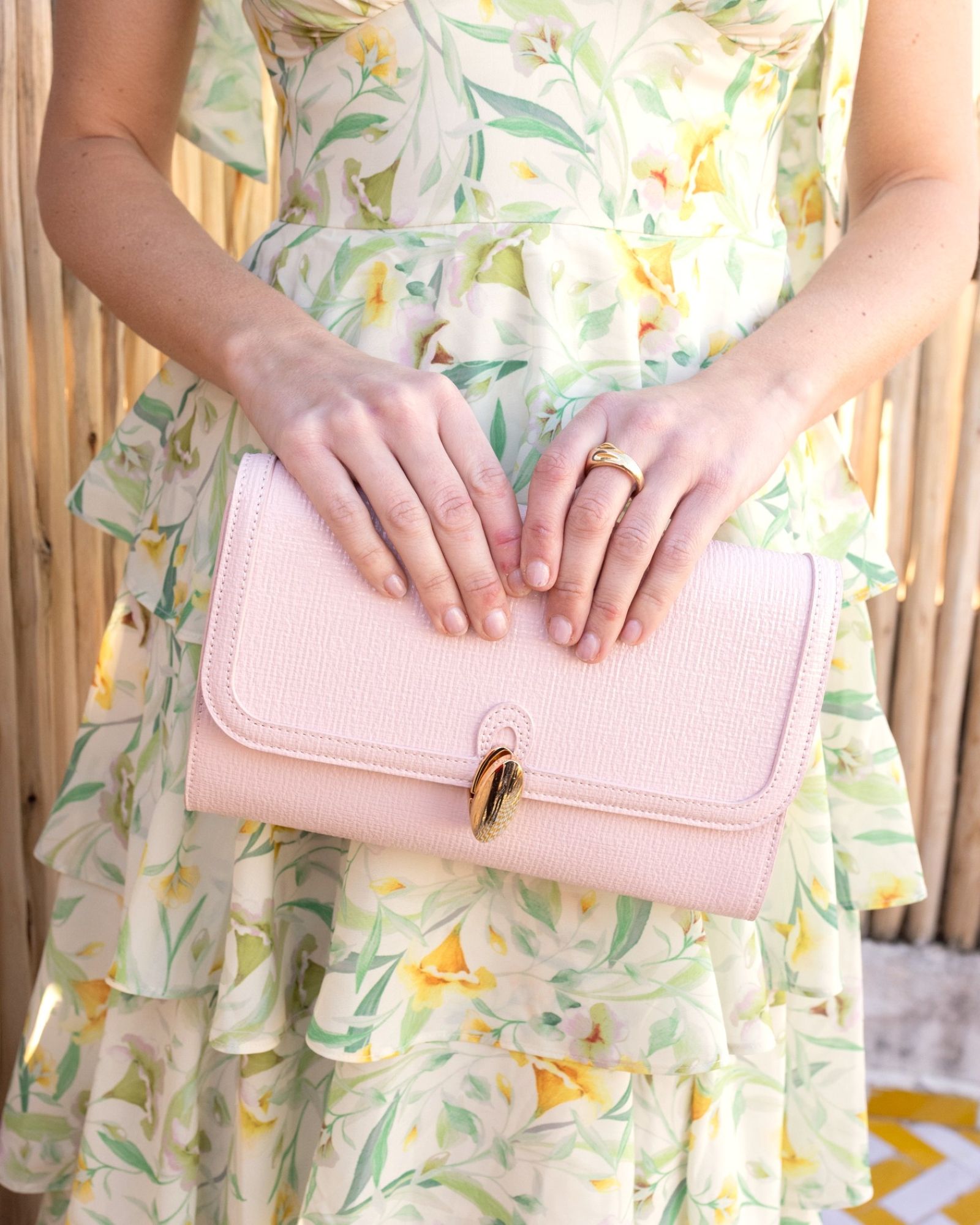 Angel Pink Hardware Detail Chain Clutch Bag