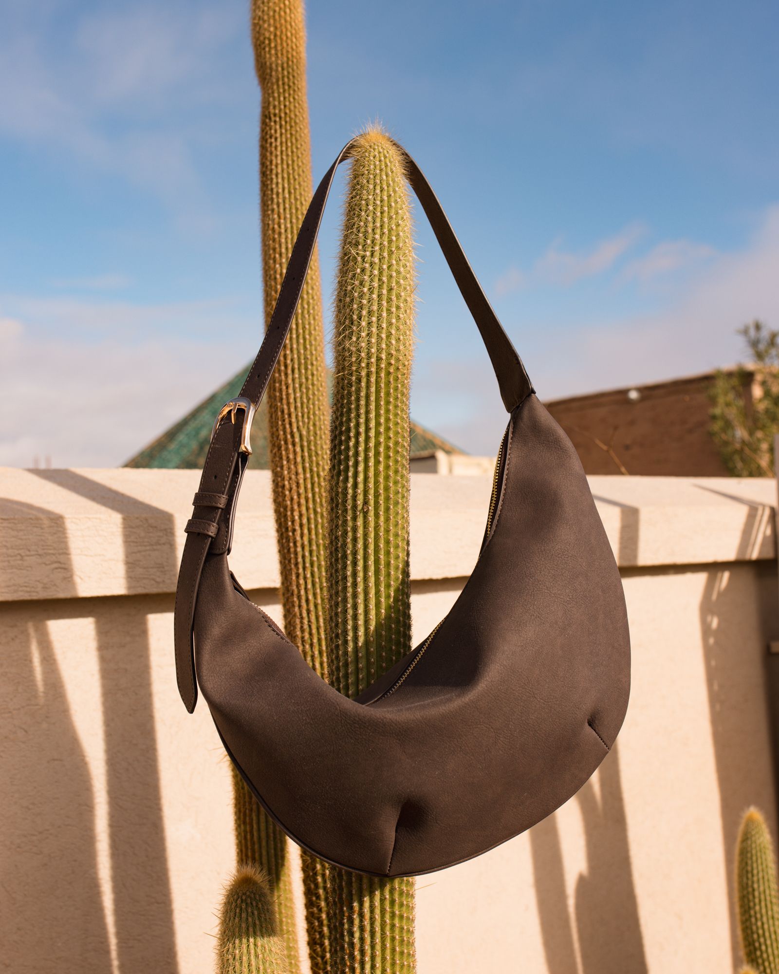 Antibes Brown Sling Zip Shoulder Bag