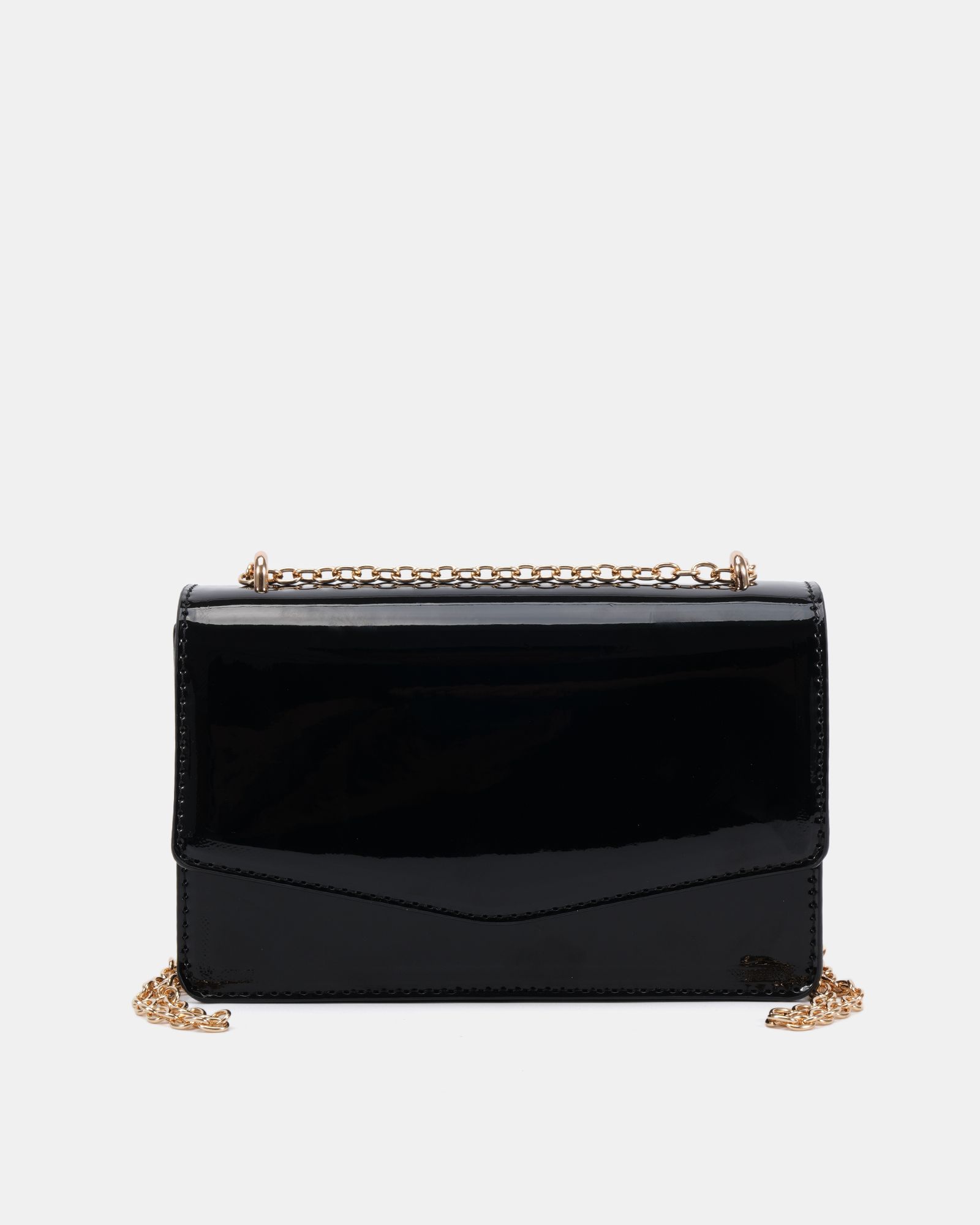 ARIANNA Black Patent Chain Shoulder Bag