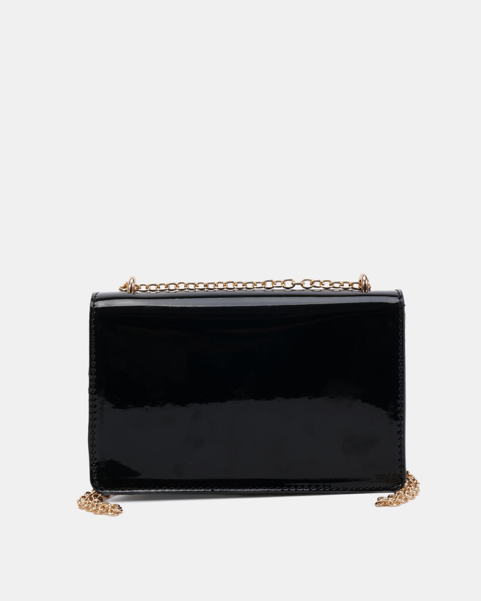 ARIANNA Black Patent Chain Shoulder Bag