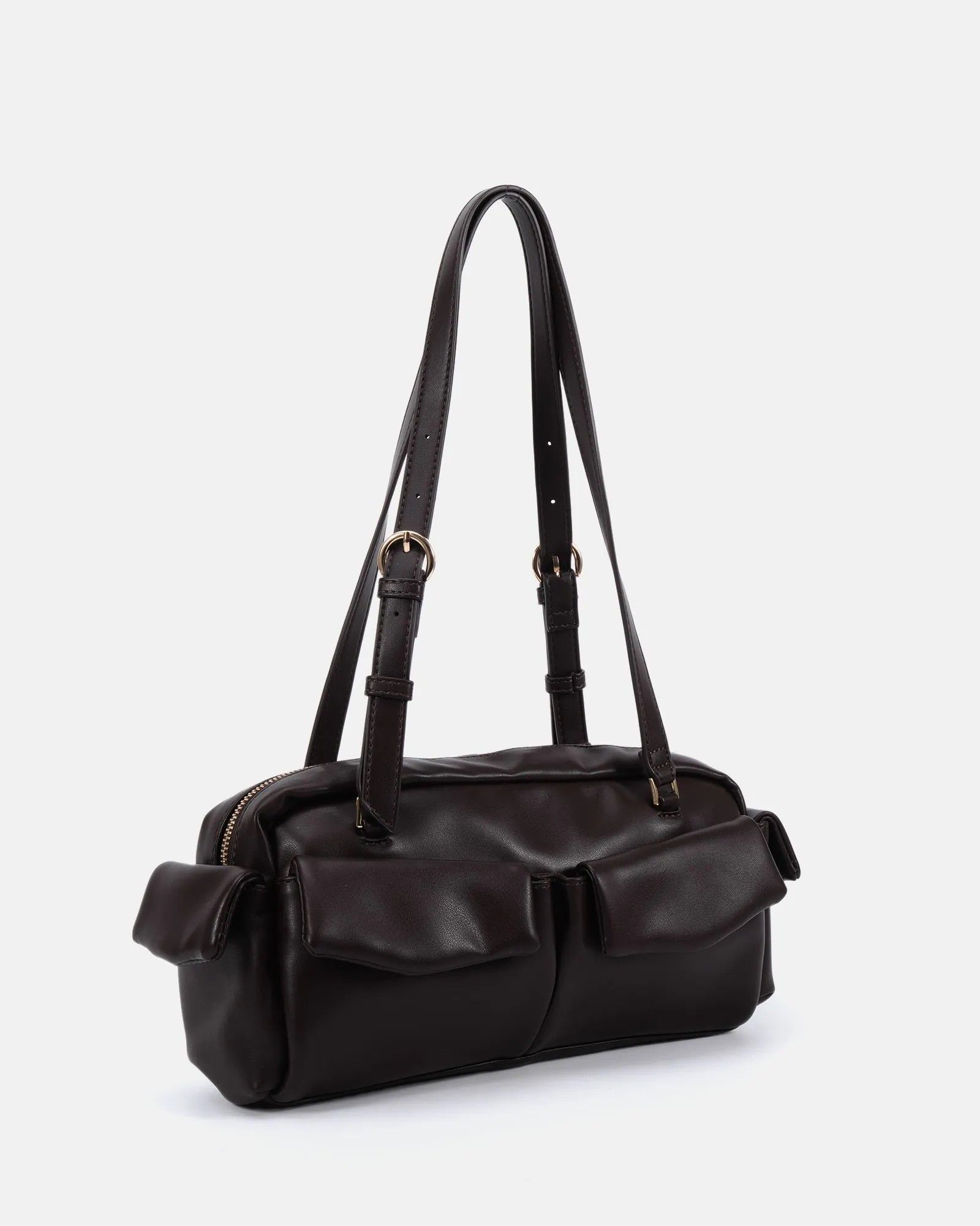 AYVA Dark Brown Pocket Shoulder Bag