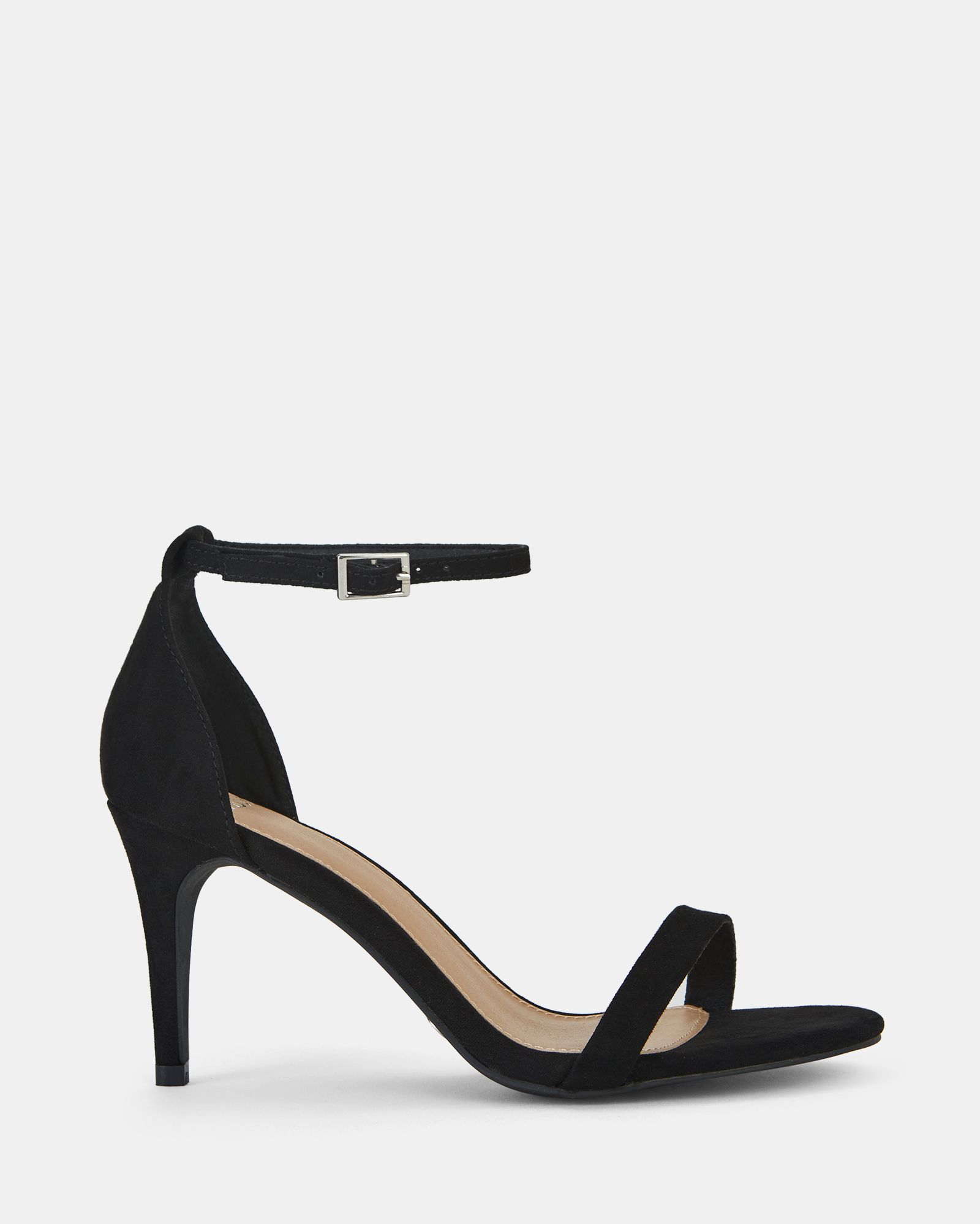 Wide Fit Berril Black Two Part Stiletto Mid Heel Sandals