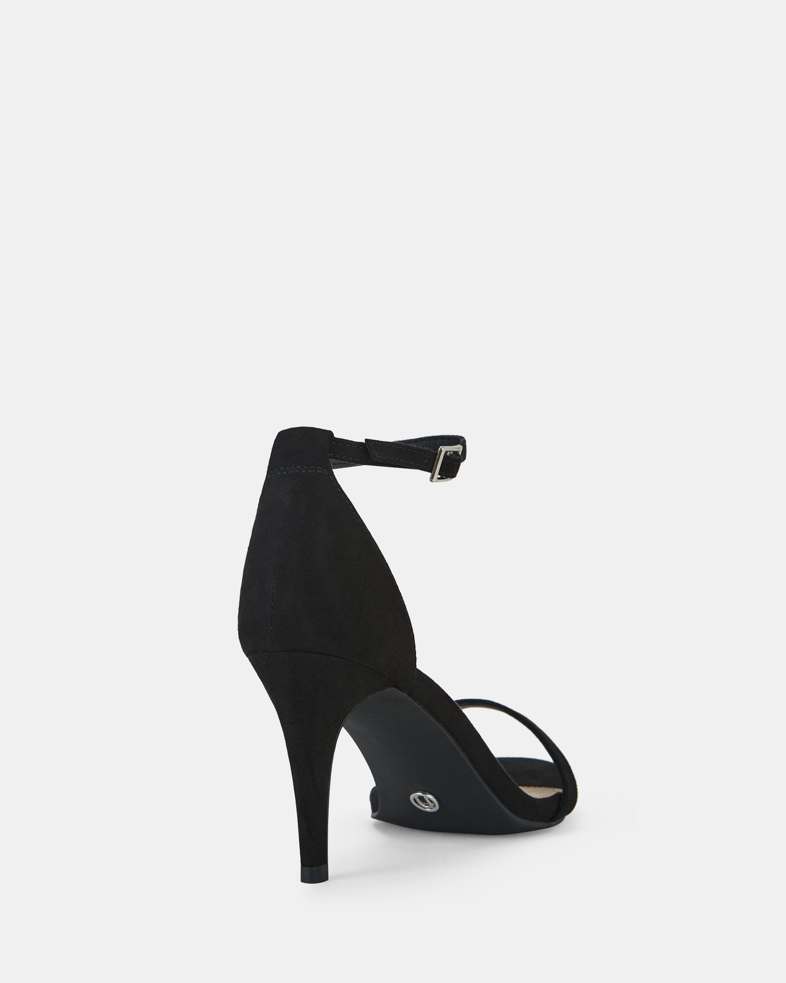 Wide Fit Berril Black Two Part Stiletto Mid Heel Sandals