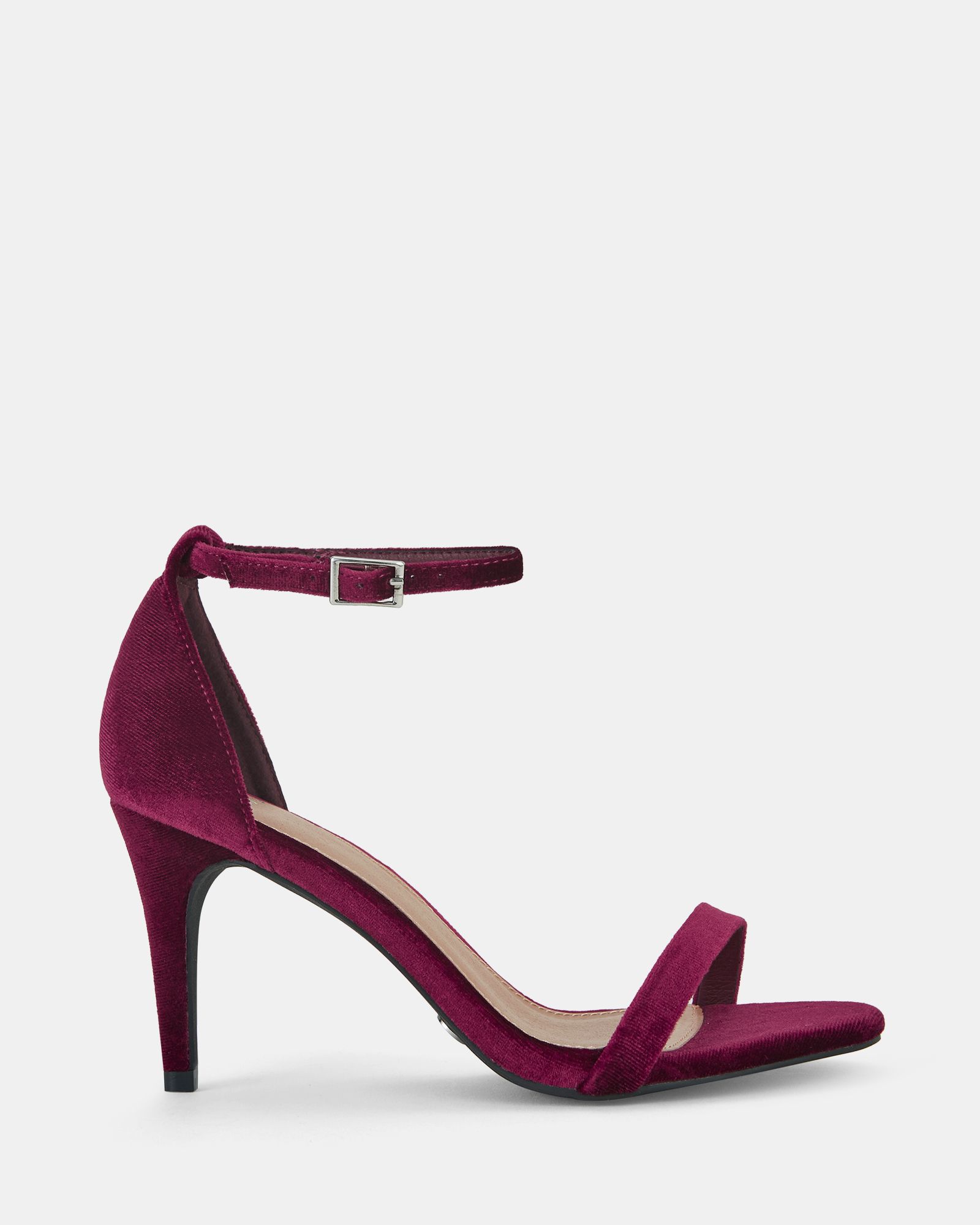 Berril Burgundy Two Part Stiletto Mid Heel Sandals