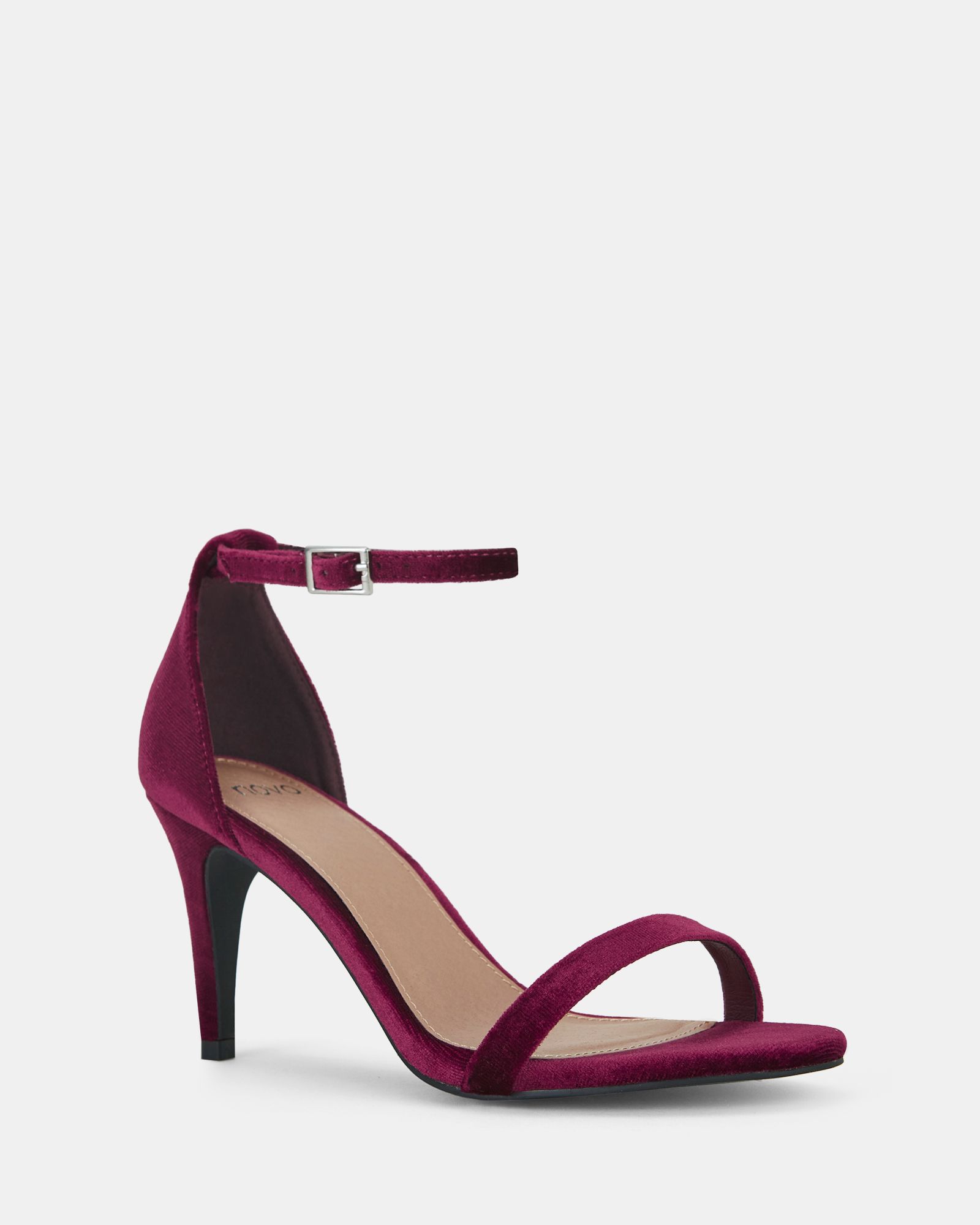 Wide Fit Berril Burgundy Two Part Stiletto Mid Heel Sandals