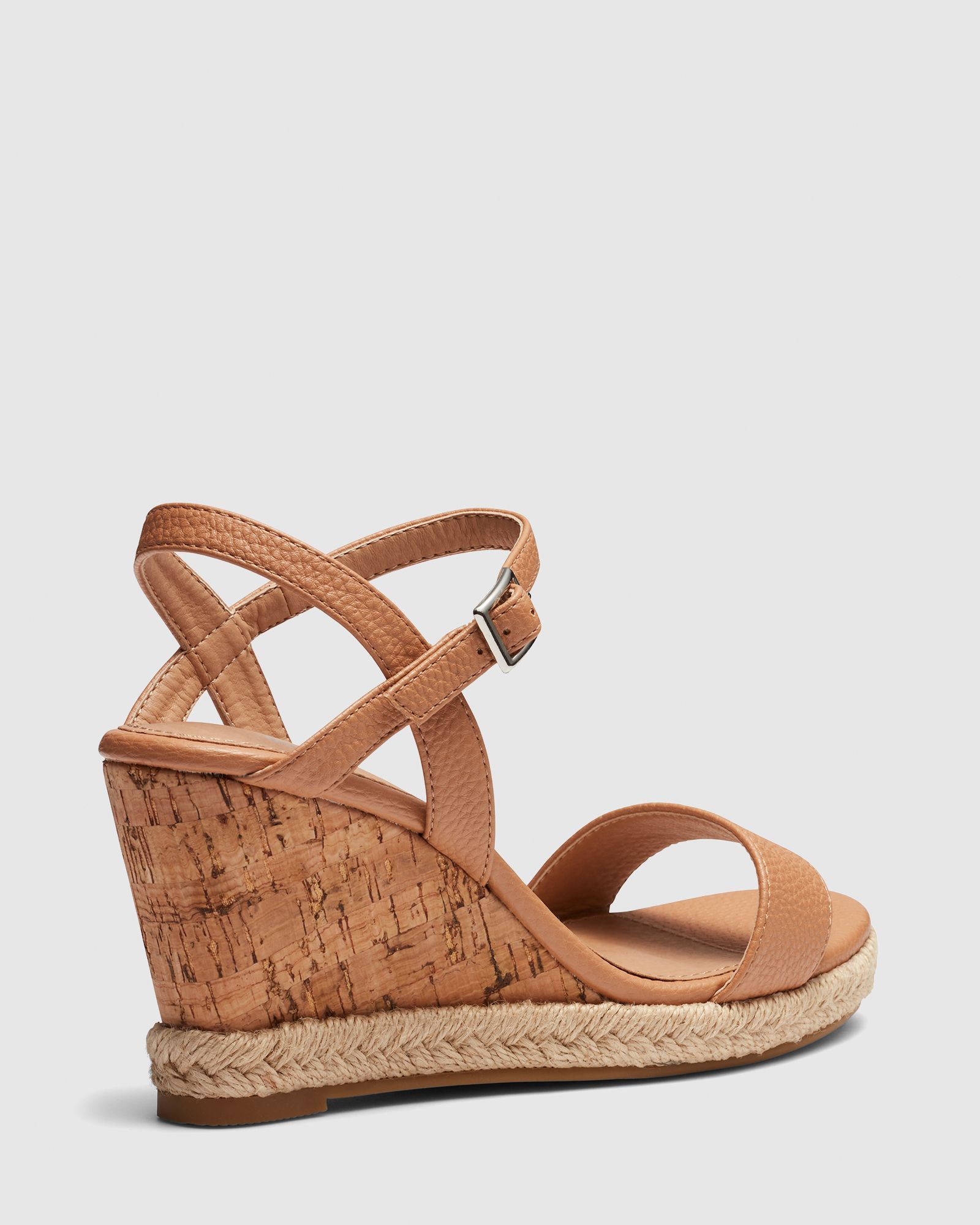 WIDE FIT BOOMA Tan Cork Wedge Sandal