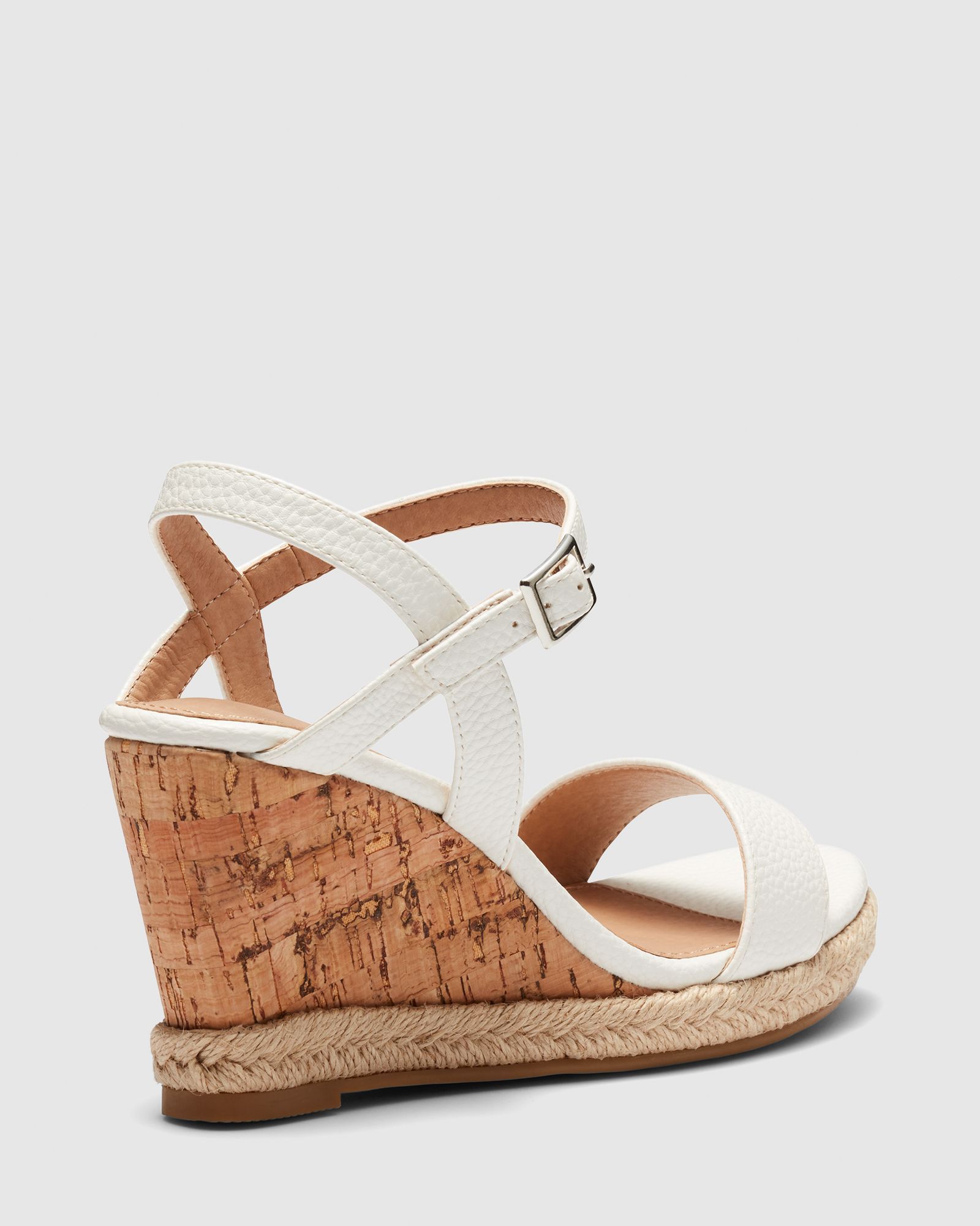WIDE FIT BOOMA White Cork Wedge Sandal