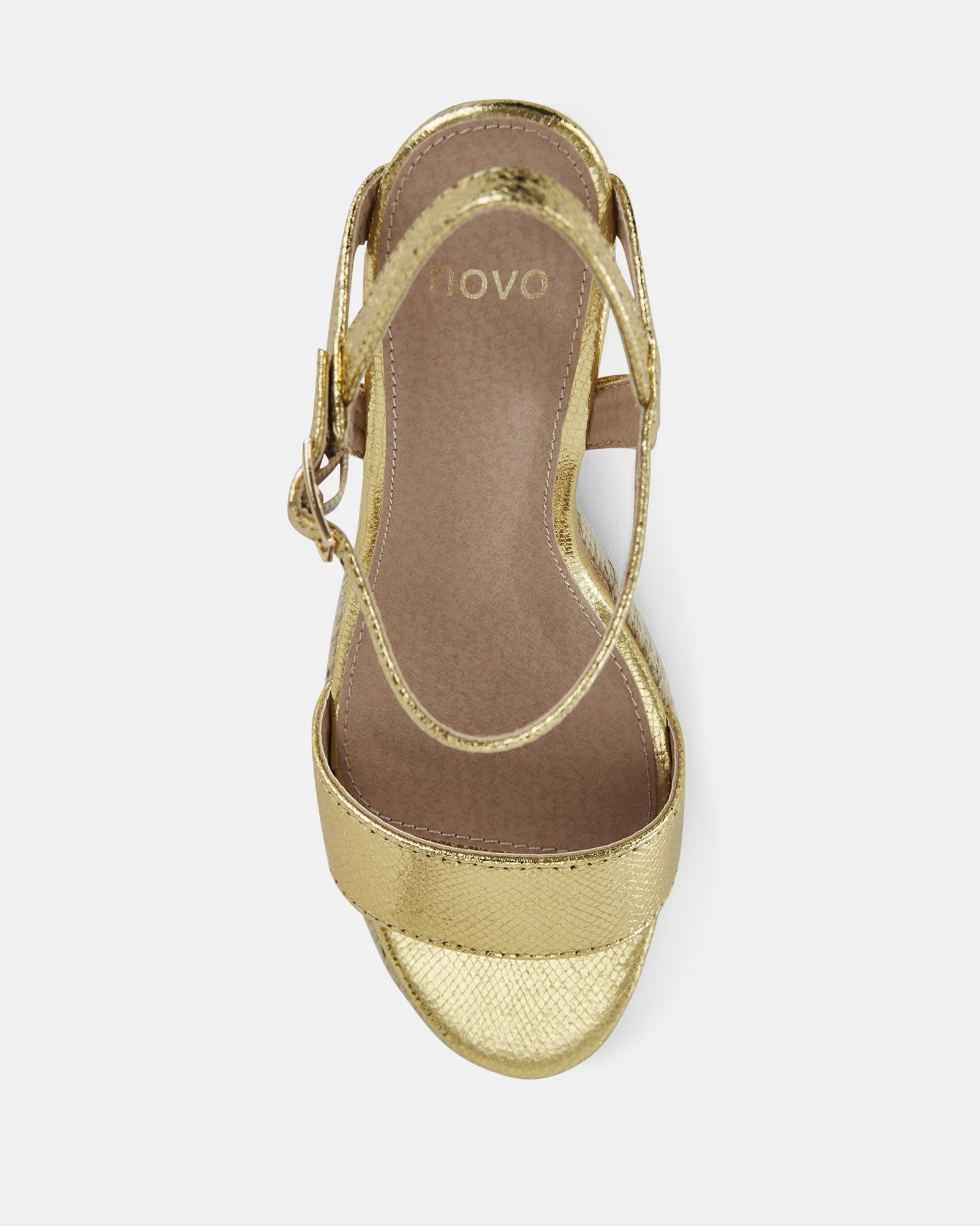 BOOMA Gold Cork Wedge Sandal