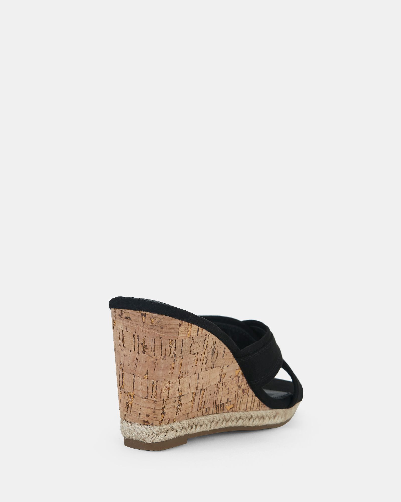 BRIXTON Black Cork Wedge Mule