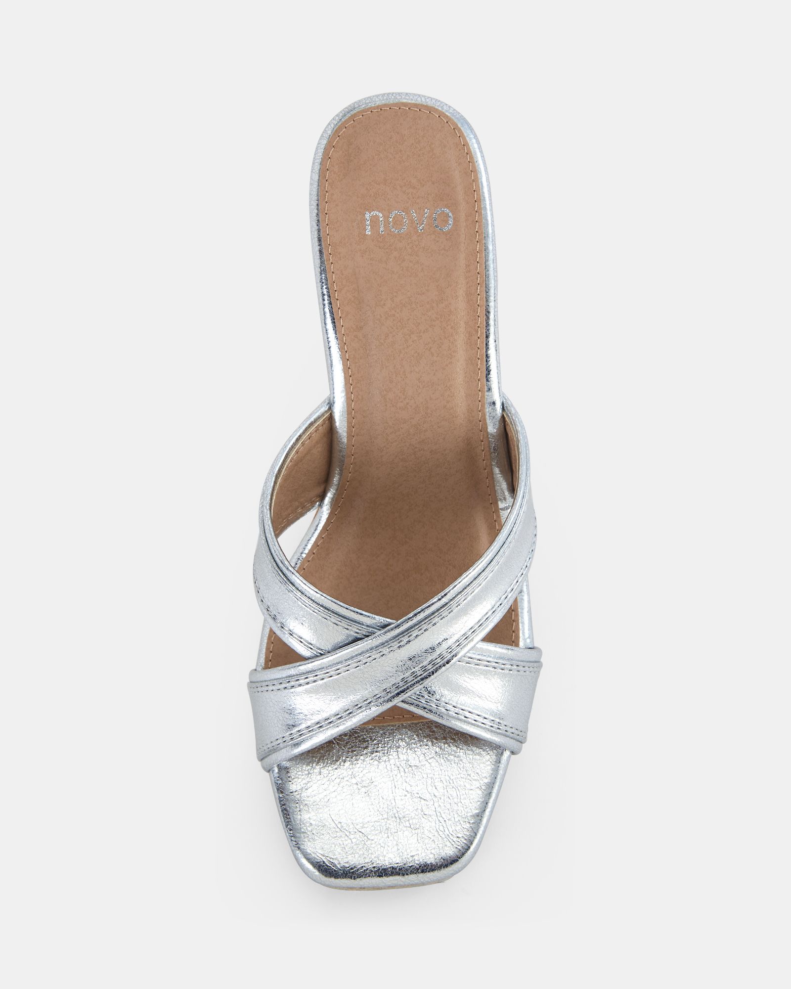 BRIXTON Silver Cork Wedge Mule