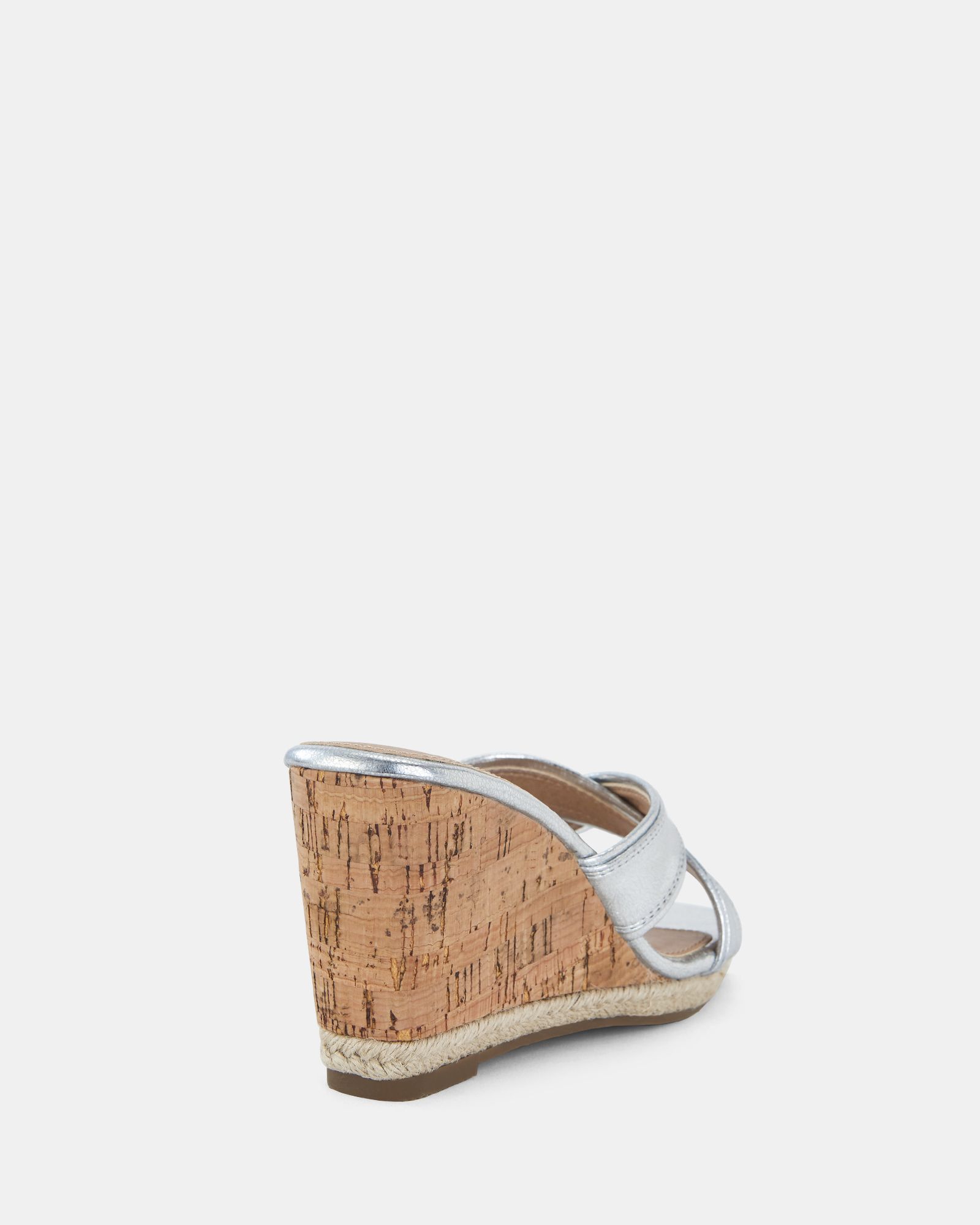 BRIXTON Silver Cork Wedge Mule
