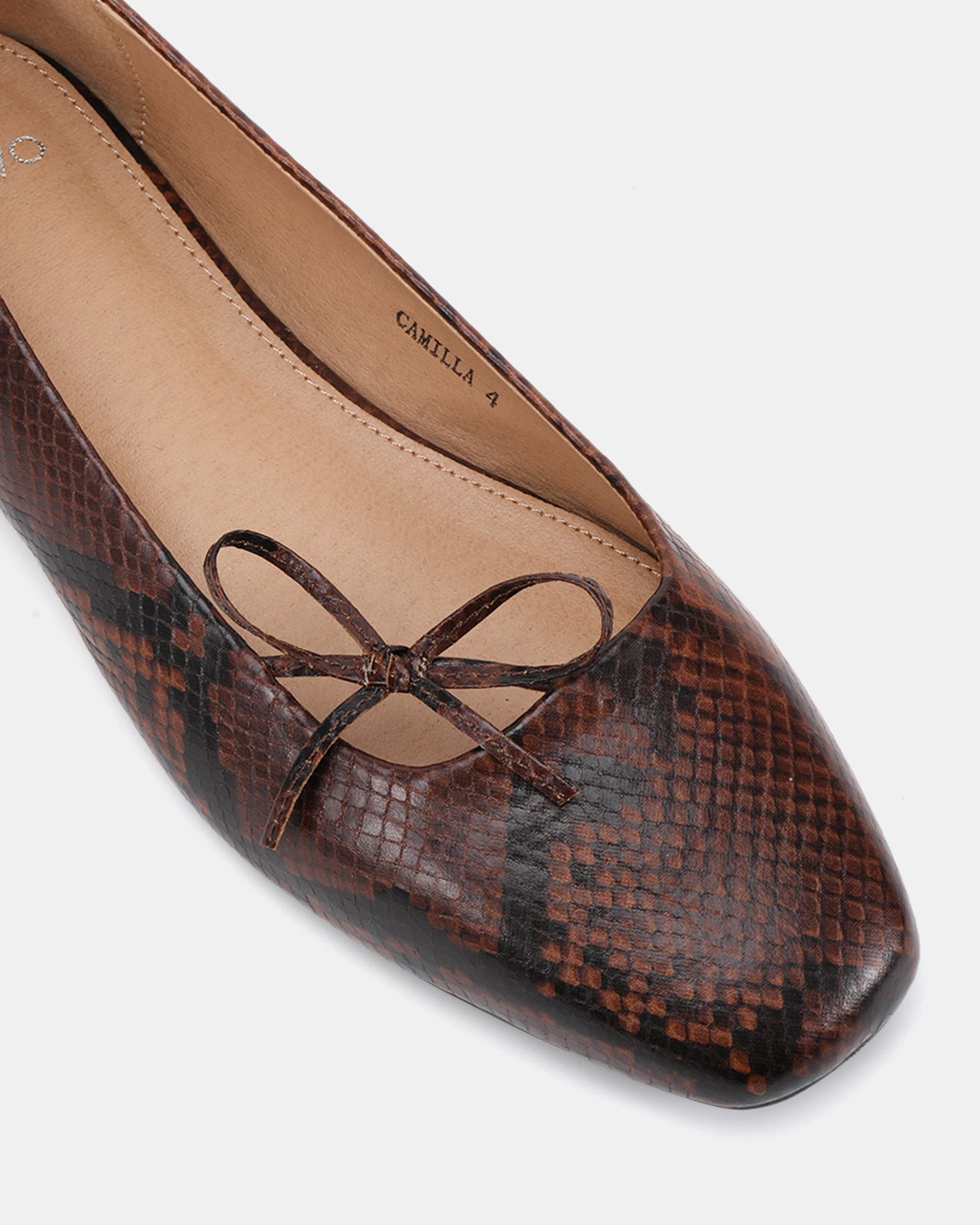 CAMILLA Snake Asymmetric Bow Ballerina