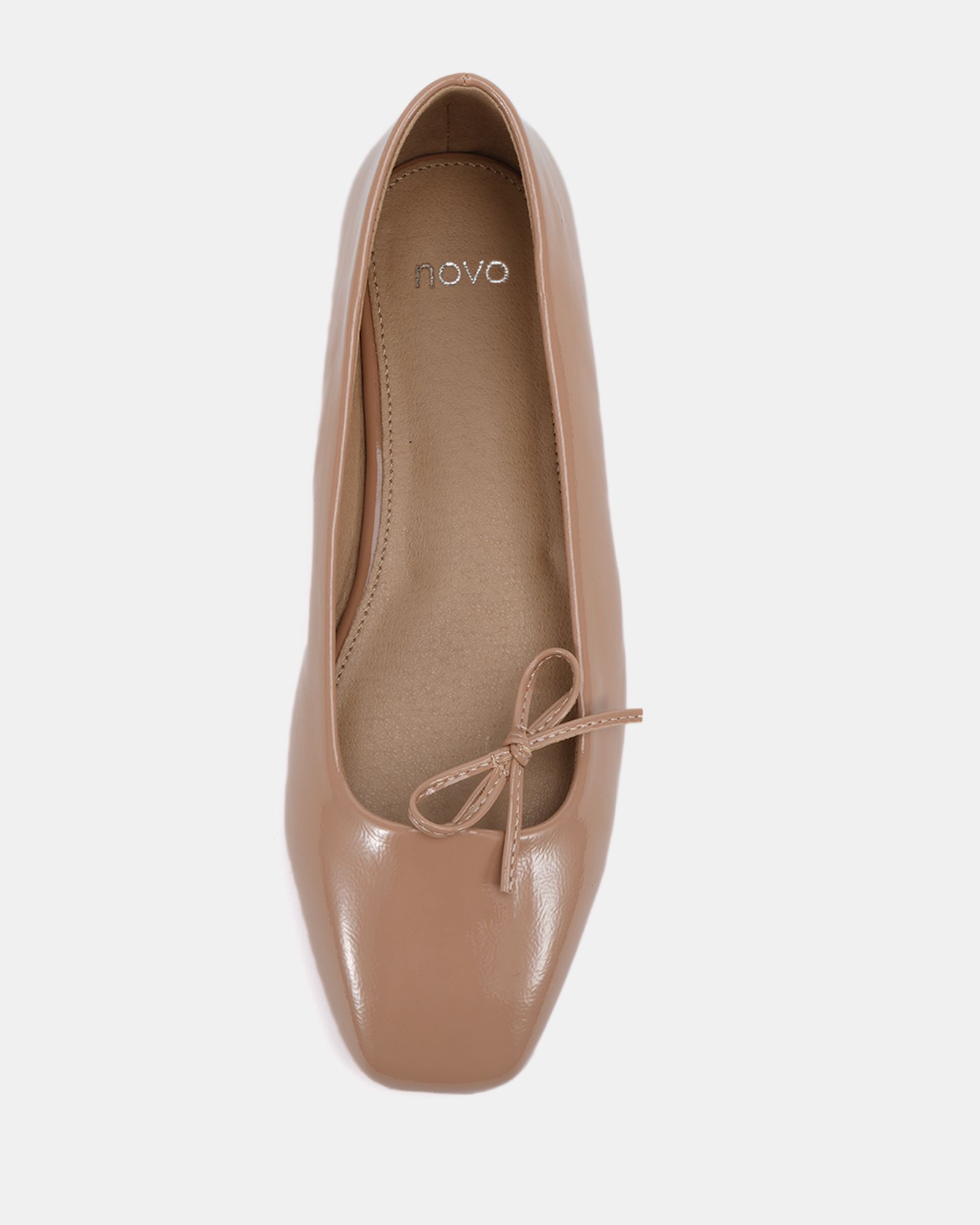 WIDE FIT CAMILLA Nude Asymmetric Bow Ballerina