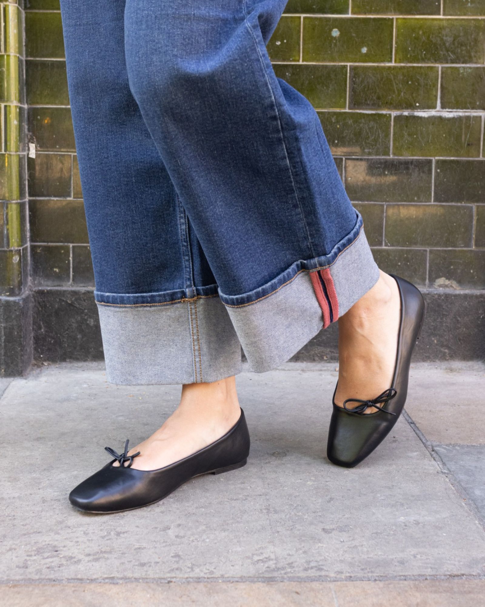 CAMILLA Black Asymmetric Bow Ballerina