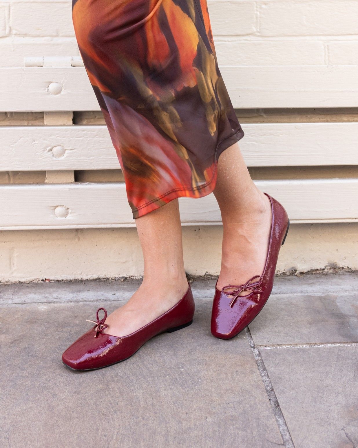 CAMILLA Burgundy Asymmetric Bow Ballerina