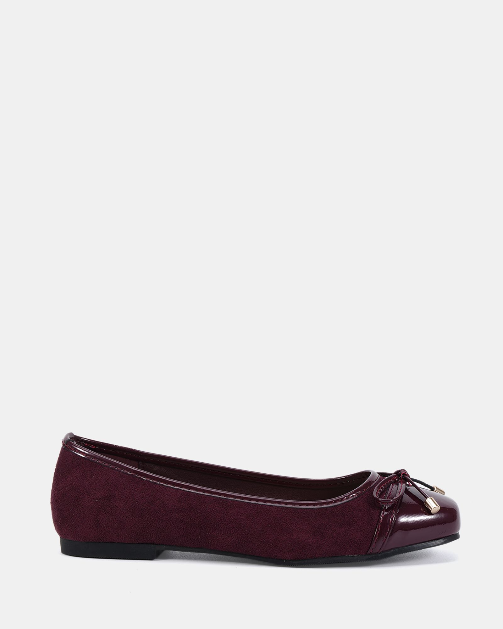 CAPRICORN Burgundy Soft Sqaure Toe Cap Bow Ballerina