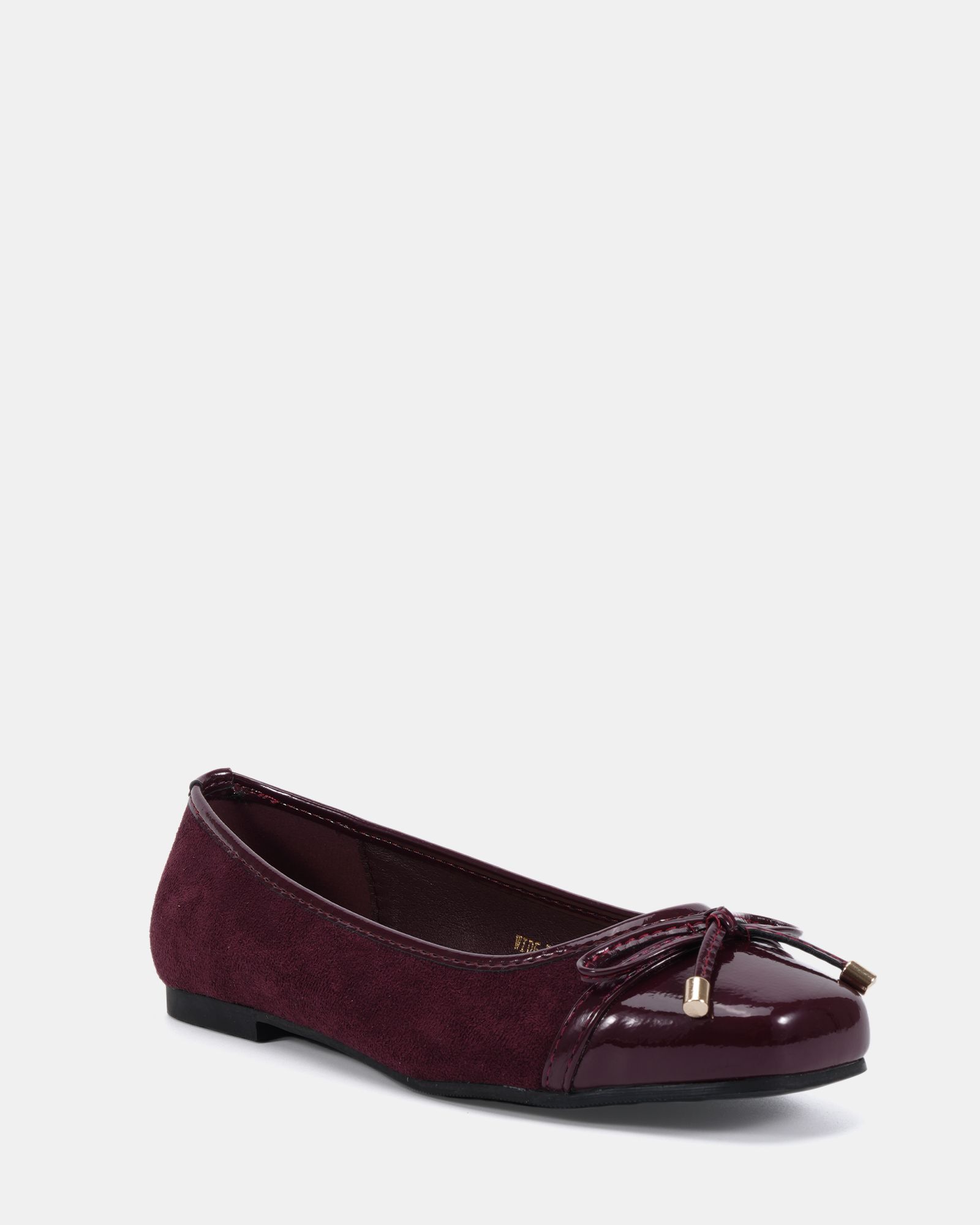 CAPRICORN Burgundy Soft Sqaure Toe Cap Bow Ballerina