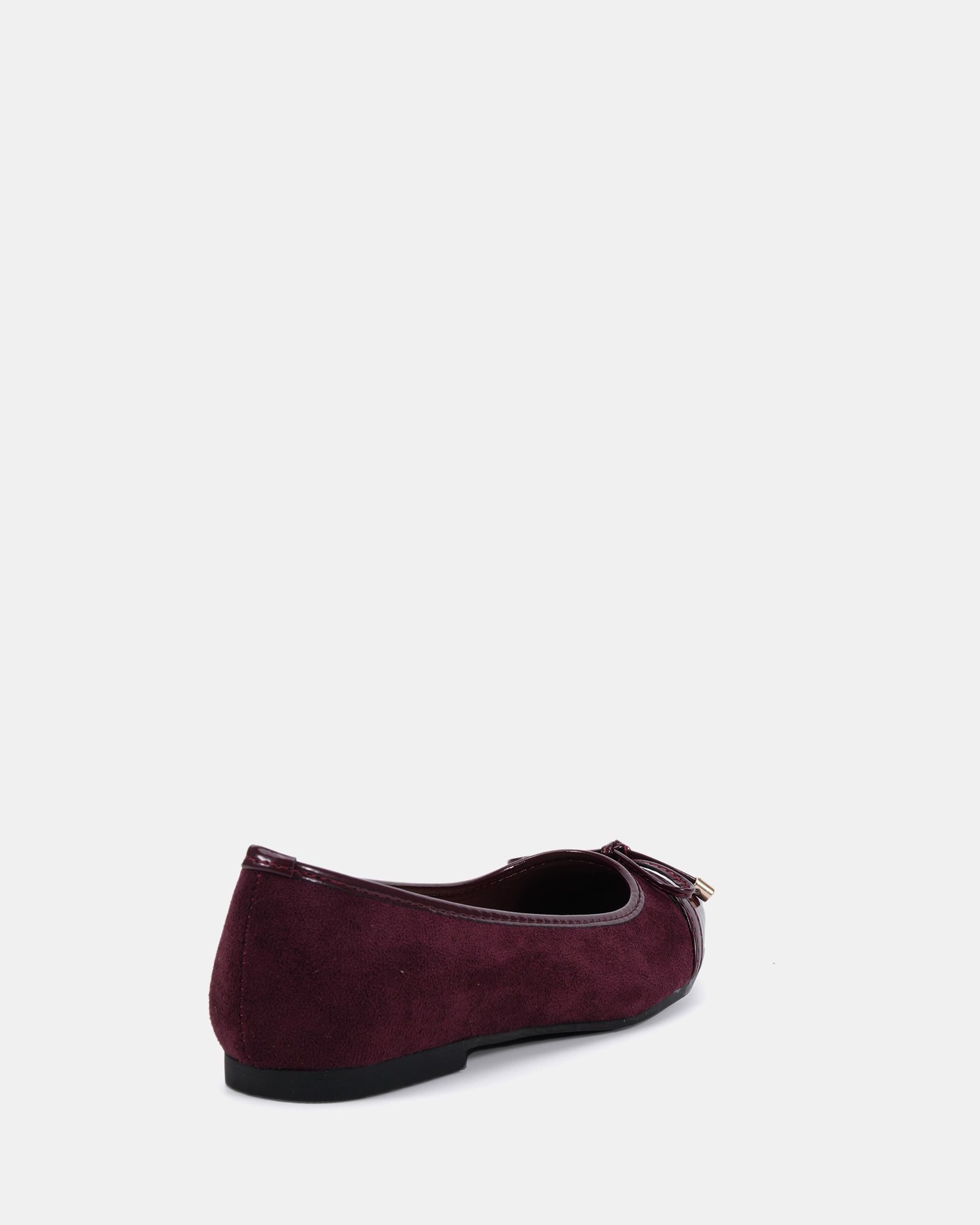 WIDE FIT CAPRICORN Burgundy Soft Square Toe Cap Bow Ballerina