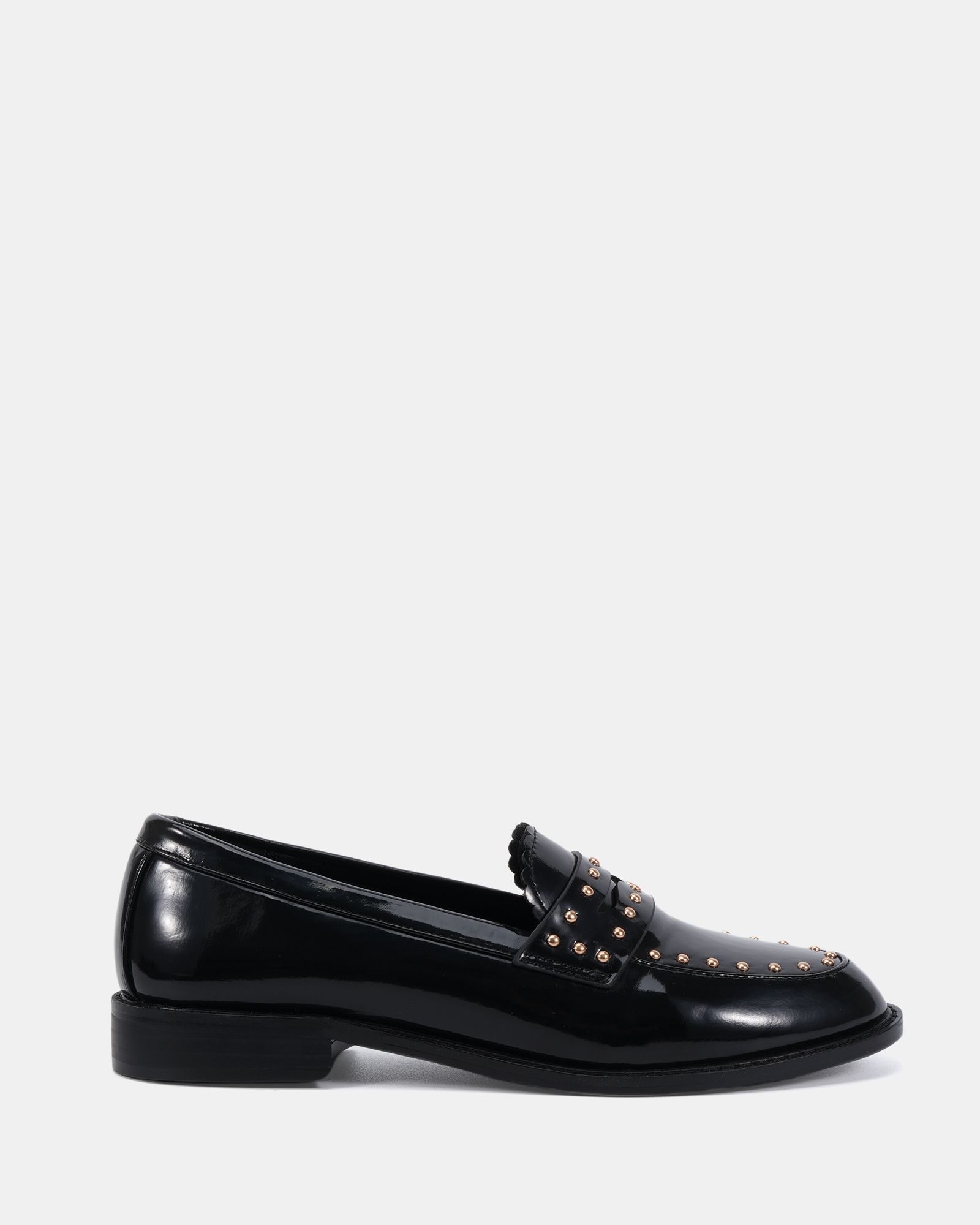 WIDE FIT CARMELLA Stud Detail Black Loafer