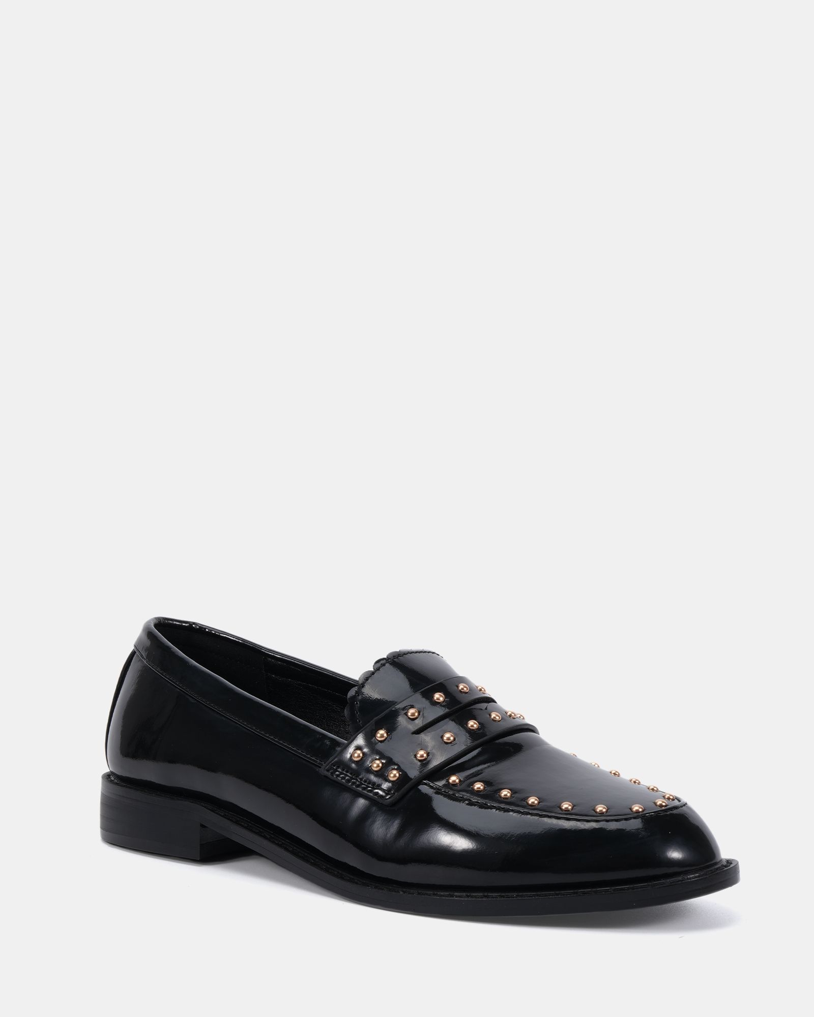 WIDE FIT CARMELLA Stud Detail Black Loafer