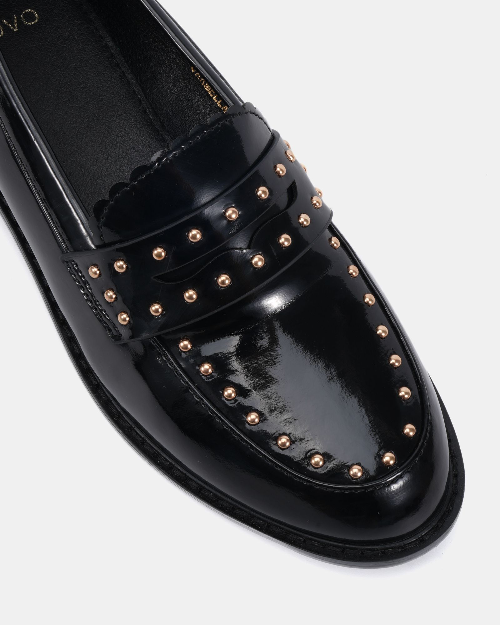 WIDE FIT CARMELLA Stud Detail Black Loafer