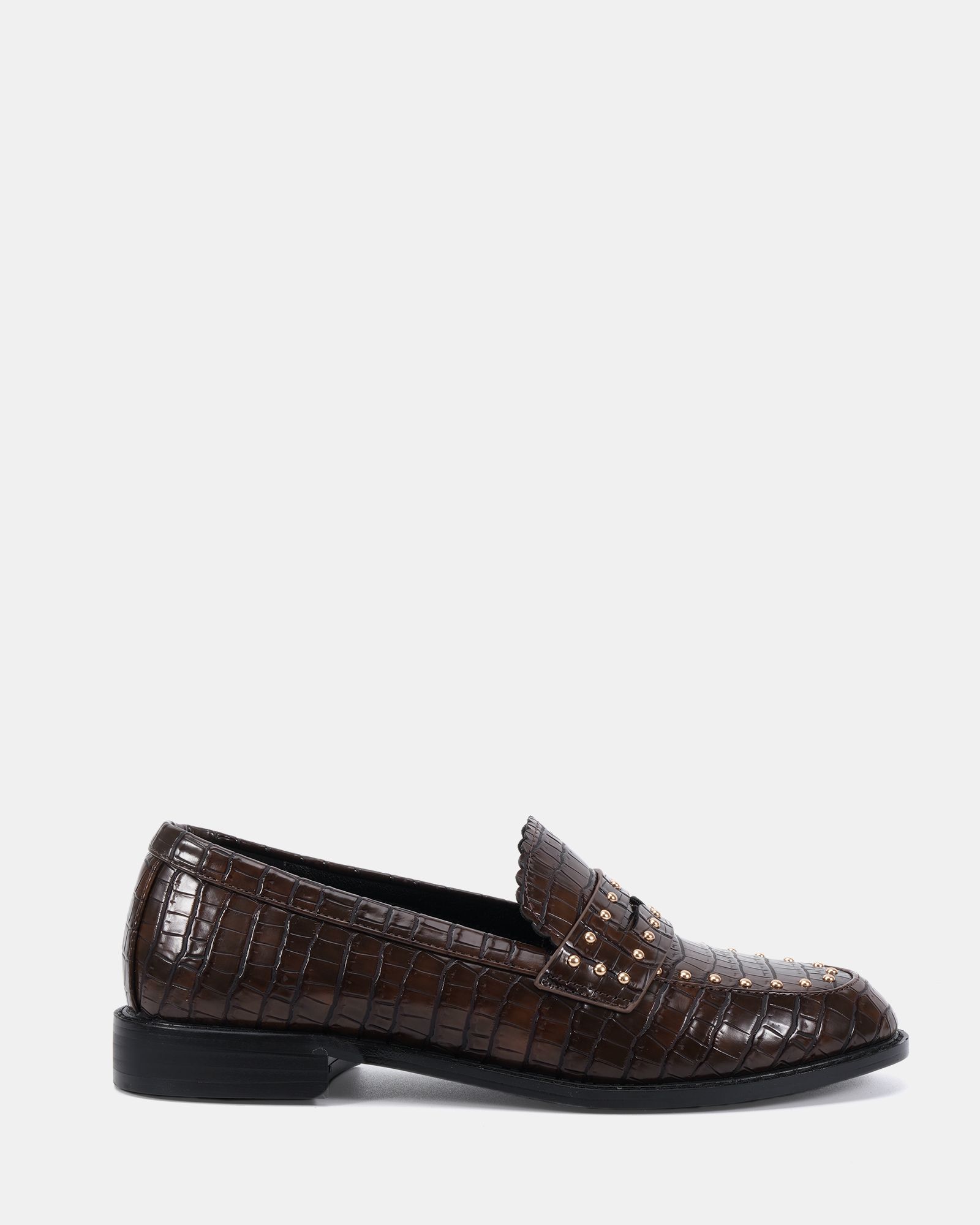 CARMELLA Chocolate Stud Detail Loafer