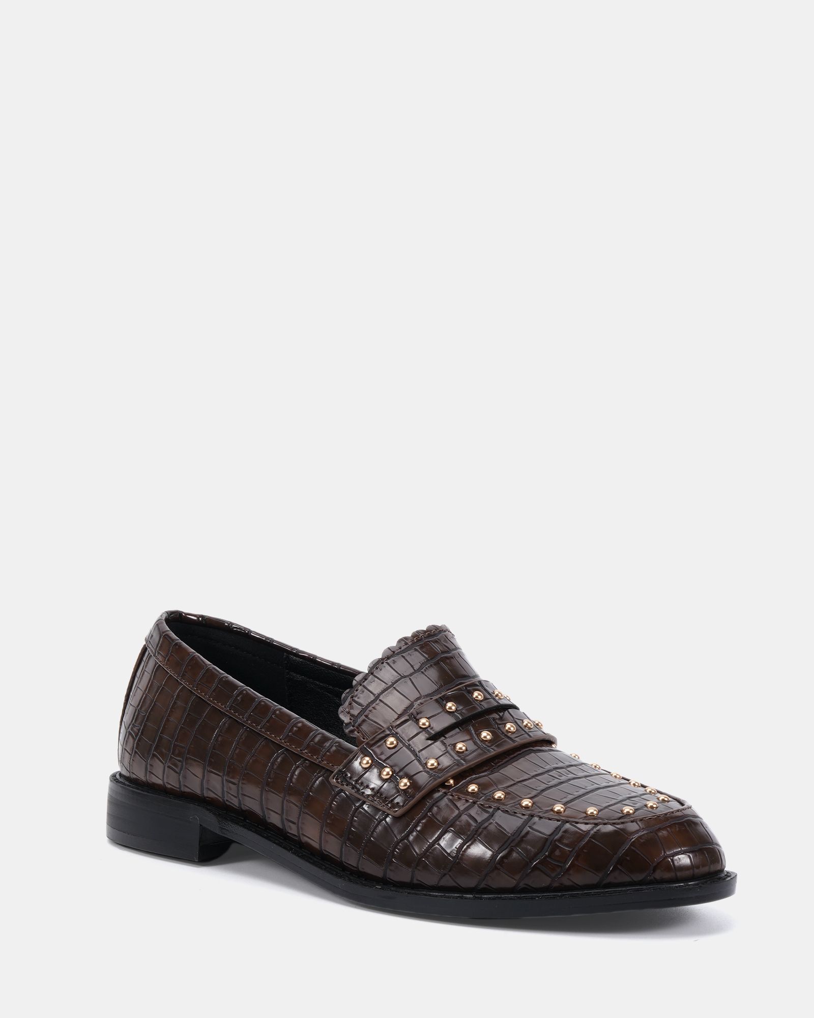 CARMELLA Chocolate Stud Detail Loafer
