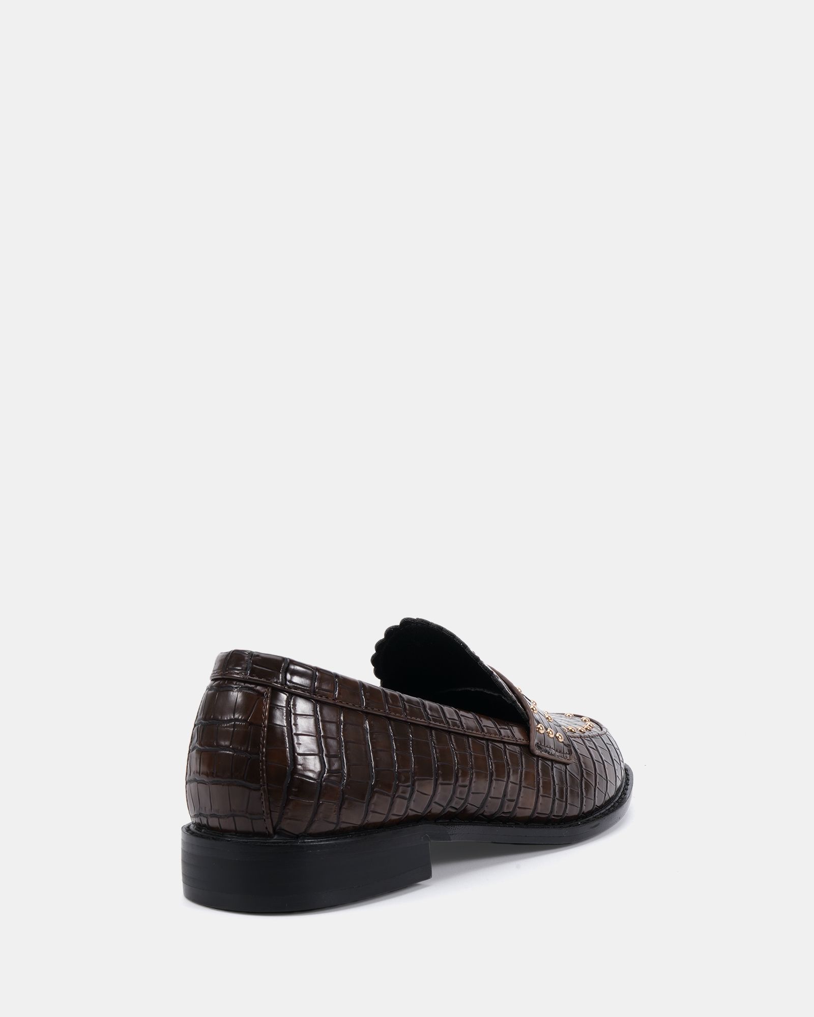 CARMELLA Chocolate Stud Detail Loafer