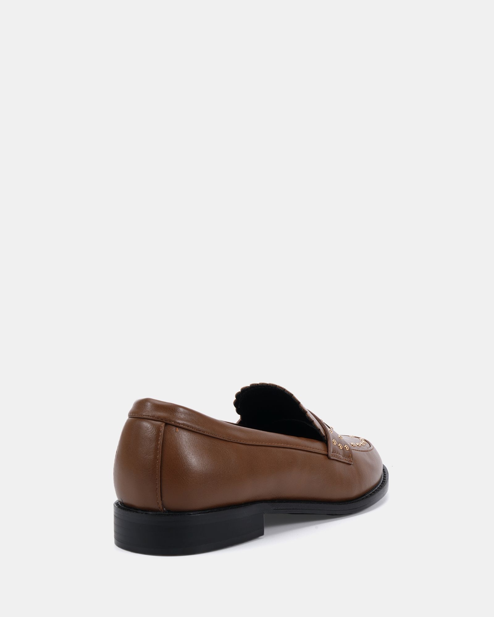 CARMELLA Tan Stud Detail Loafer