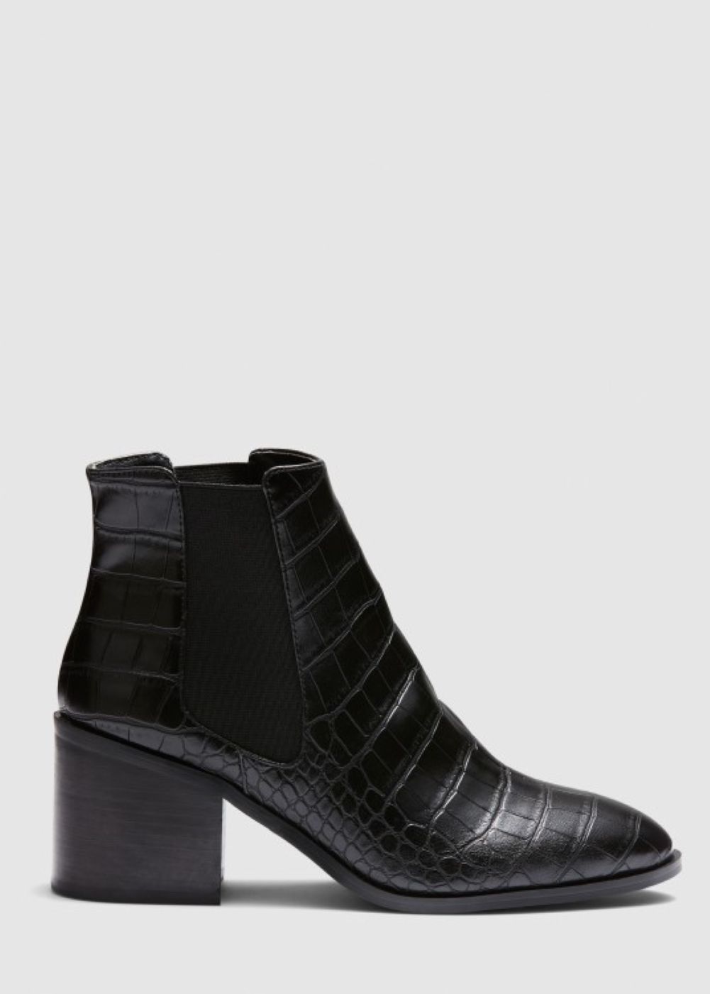 Cindi Black Croc Ankle Boot