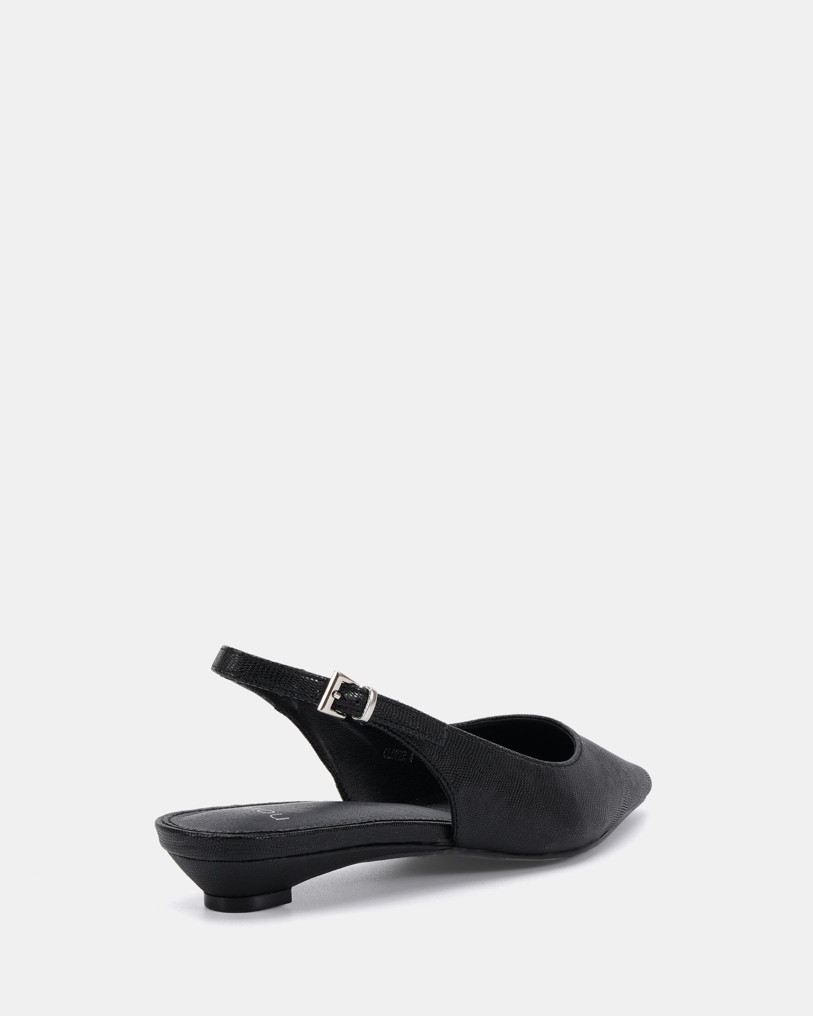 CLOVER Black Point Toe Low Heel Slingback