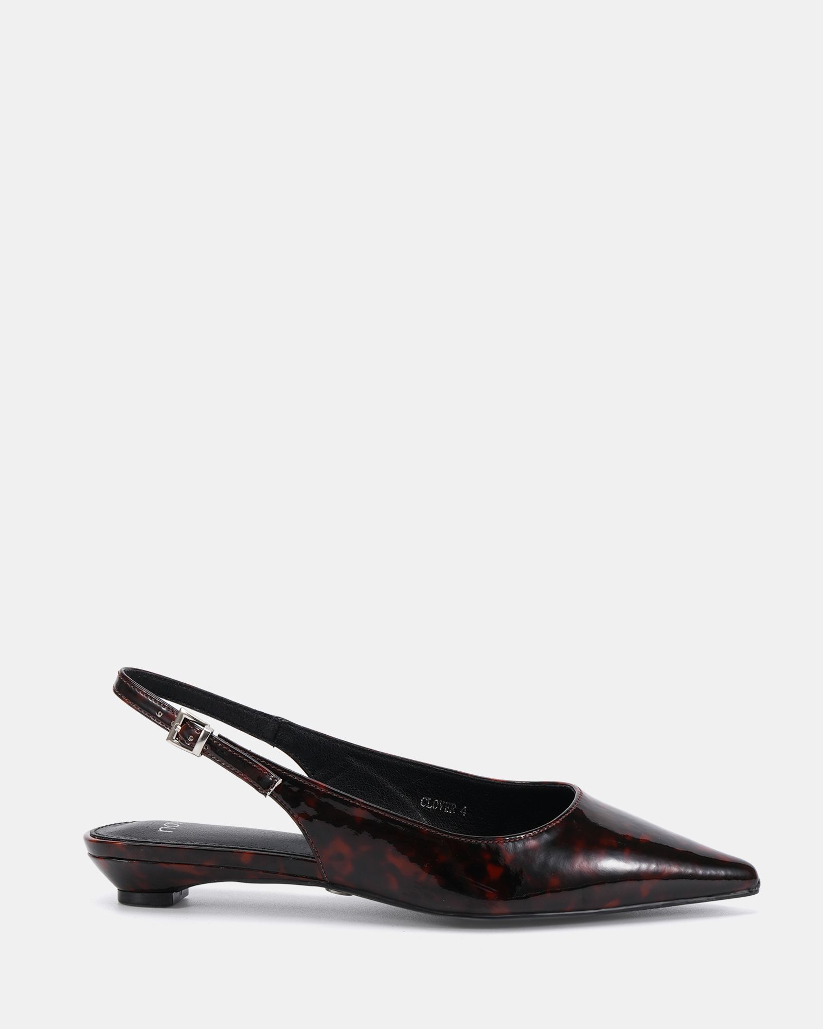 CLOVER Tort Point Toe Low Heel Slingback
