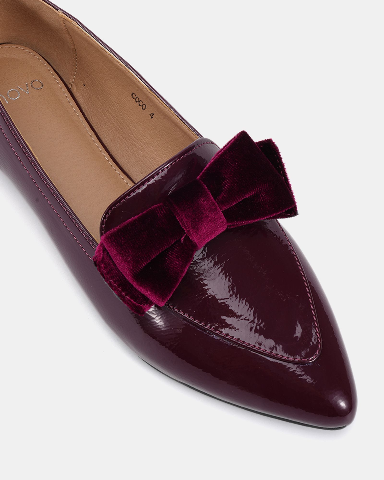 COCO Burgundy Bow Flat Point Shoe