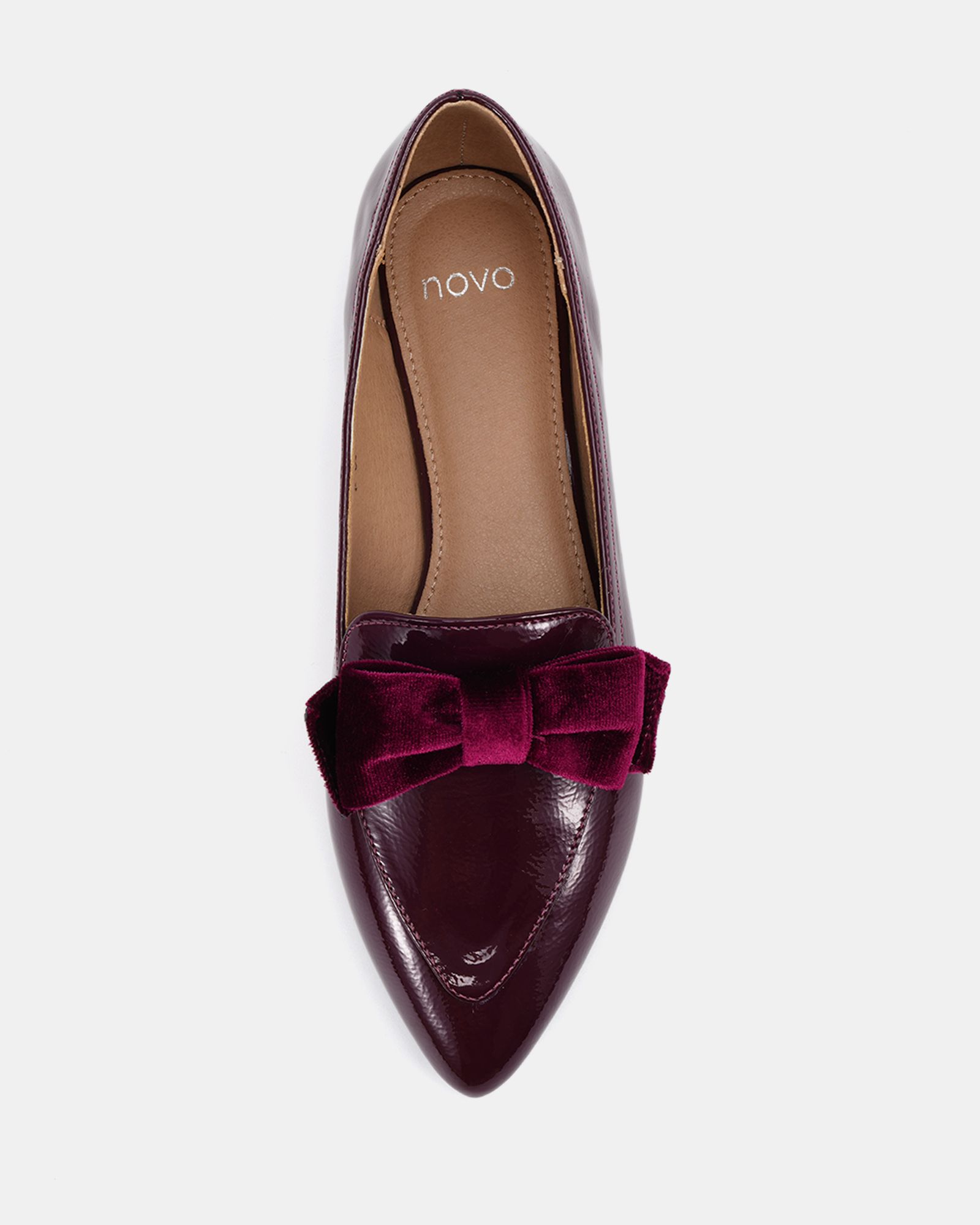 COCO Burgundy Bow Flat Point Shoe
