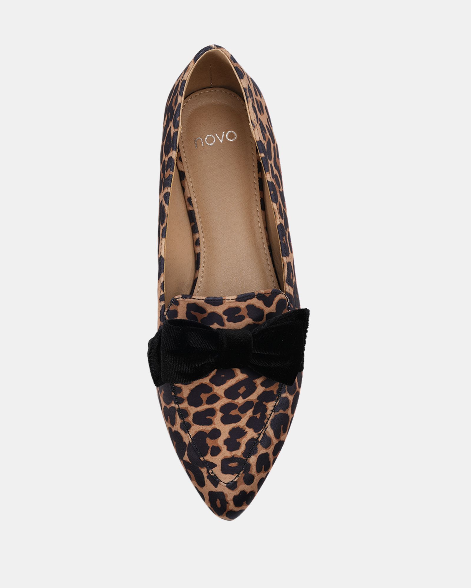 WIDE FIT COCO Leopard Bow Flat Point Shoe