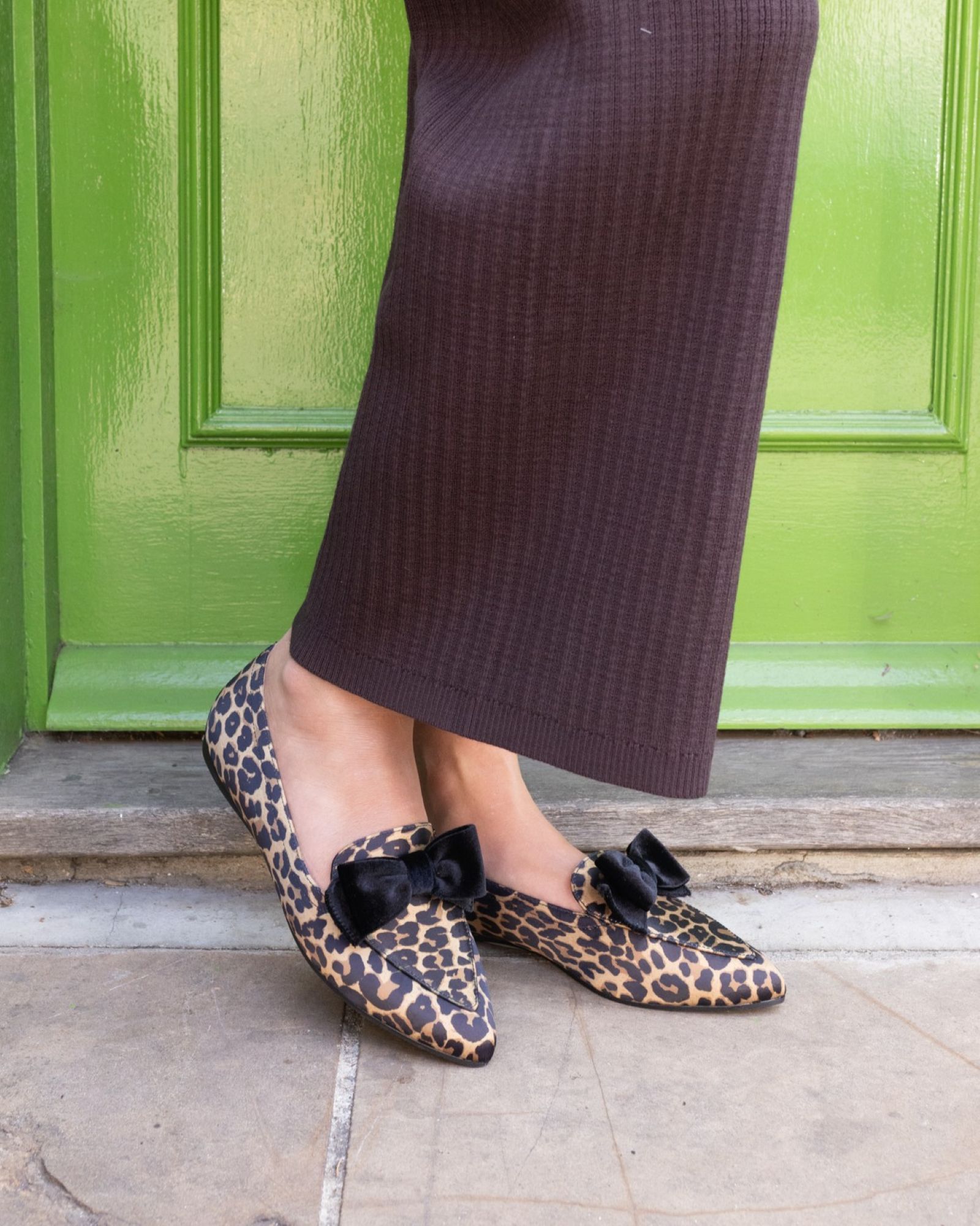 COCO Leopard Bow Flat Point Shoe