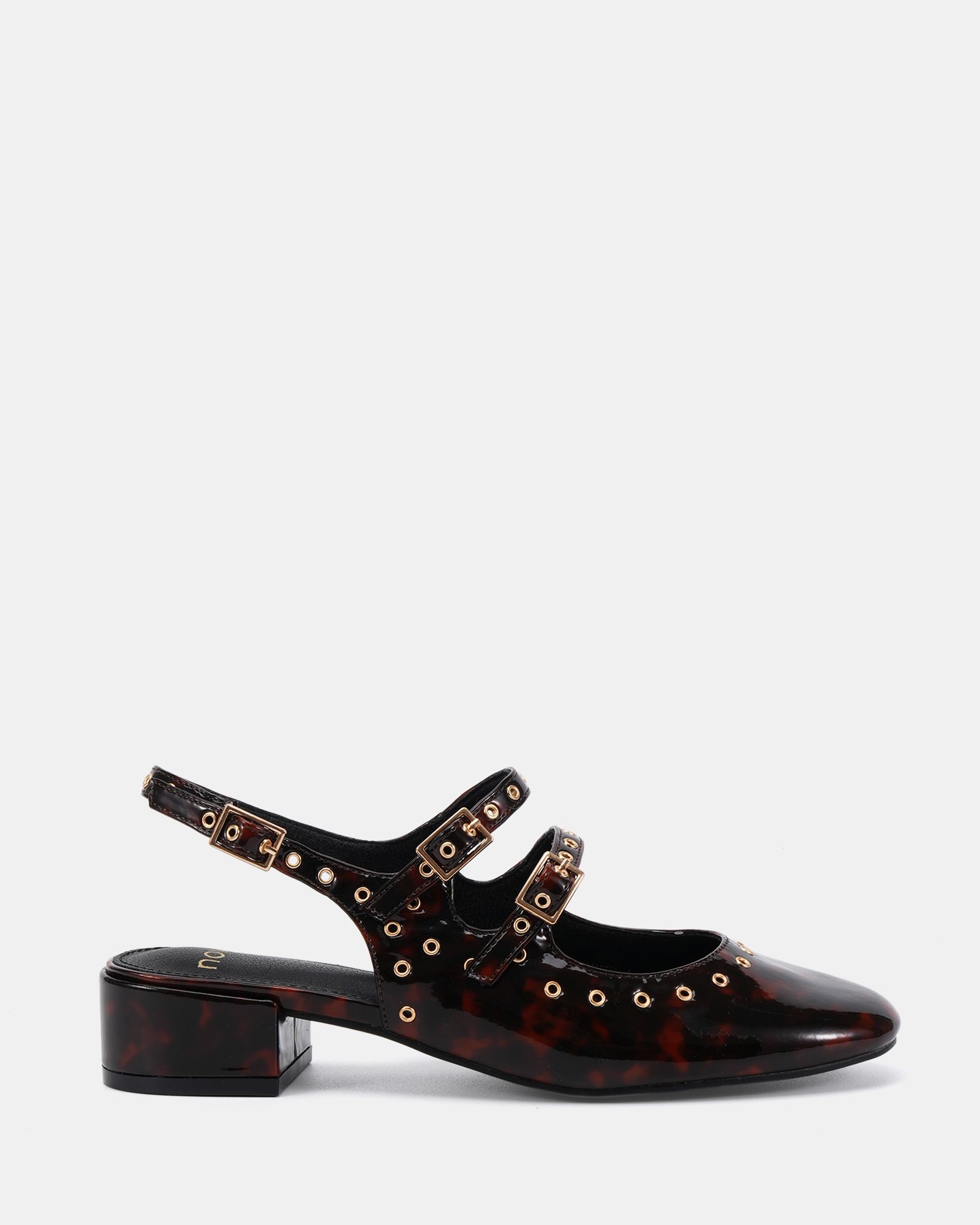 COURTNEY Tort Eyelet Detail Mary Jane Low Heel Slingback