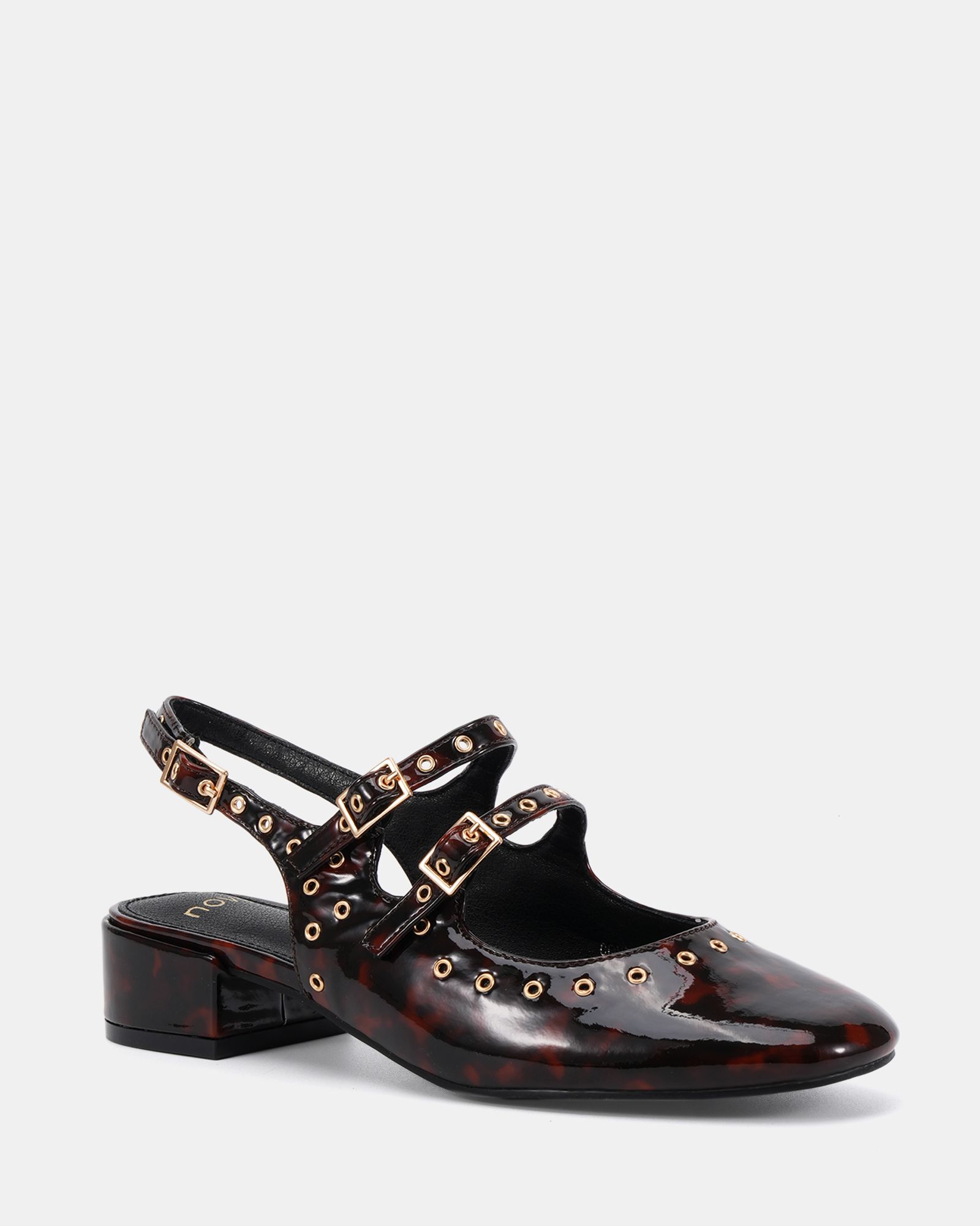 COURTNEY Tort Eyelet Detail Mary Jane Low Heel Slingback