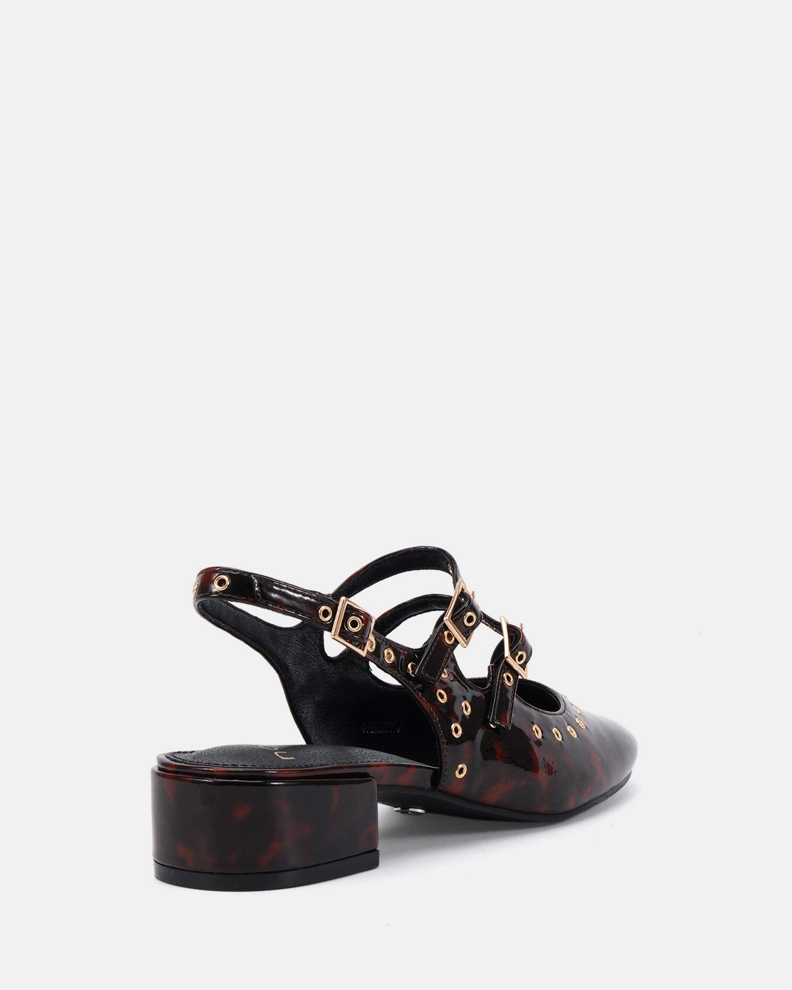 COURTNEY Tort Eyelet Detail Mary Jane Low Heel Slingback
