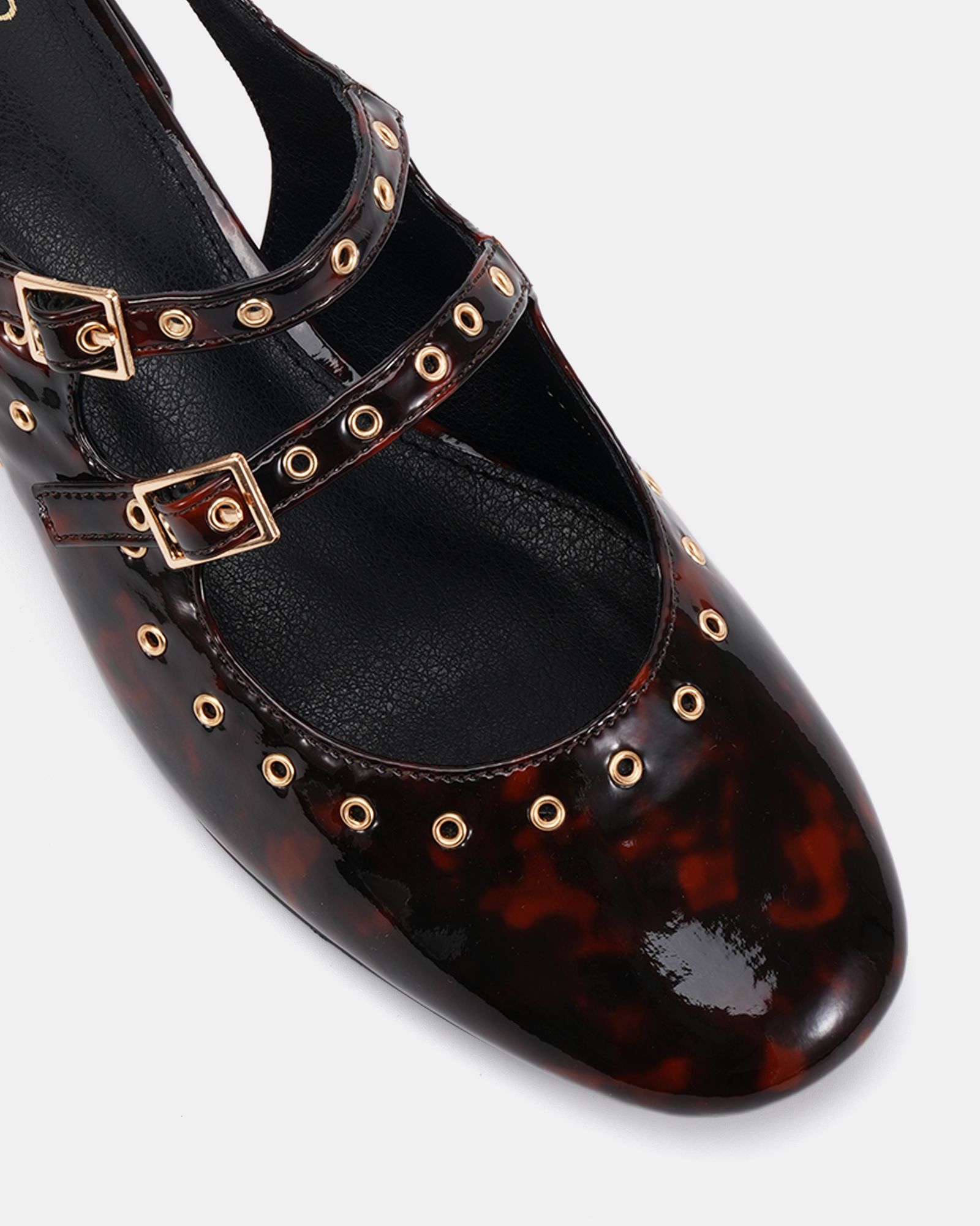 COURTNEY Tort Eyelet Detail Mary Jane Low Heel Slingback