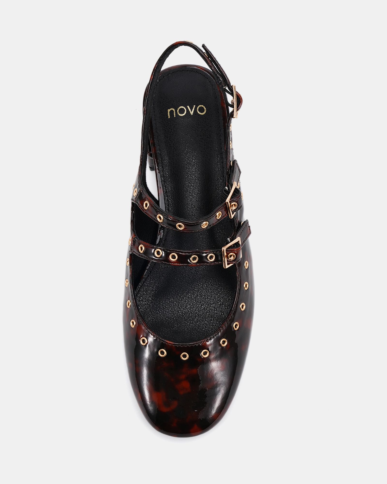 COURTNEY Tort Eyelet Detail Mary Jane Low Heel Slingback