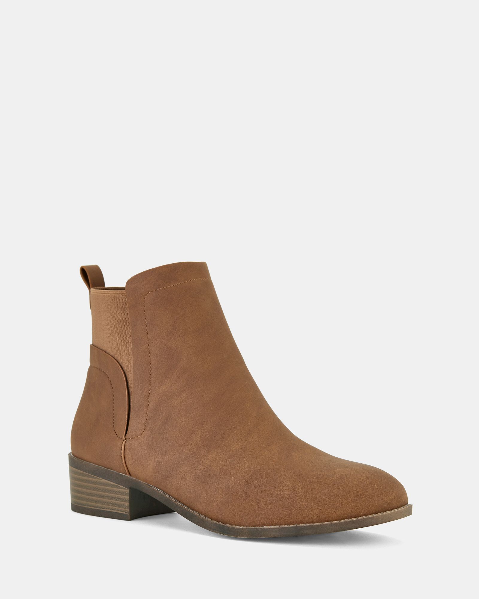 Wide Fit Dacre Tan Flat Ankle Chelsea Boot