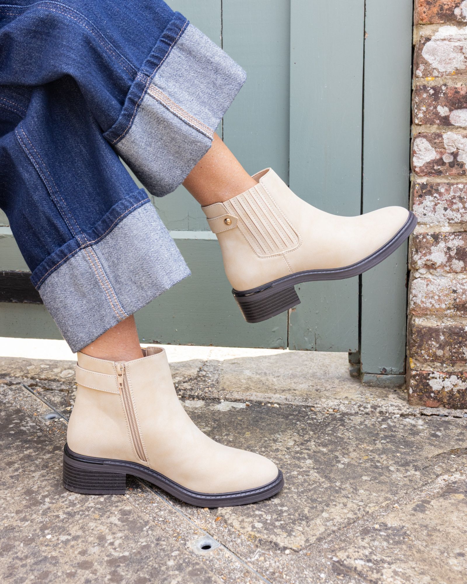 Wide Fit Darlina Taupe Flat Chelsea Ankle Boot