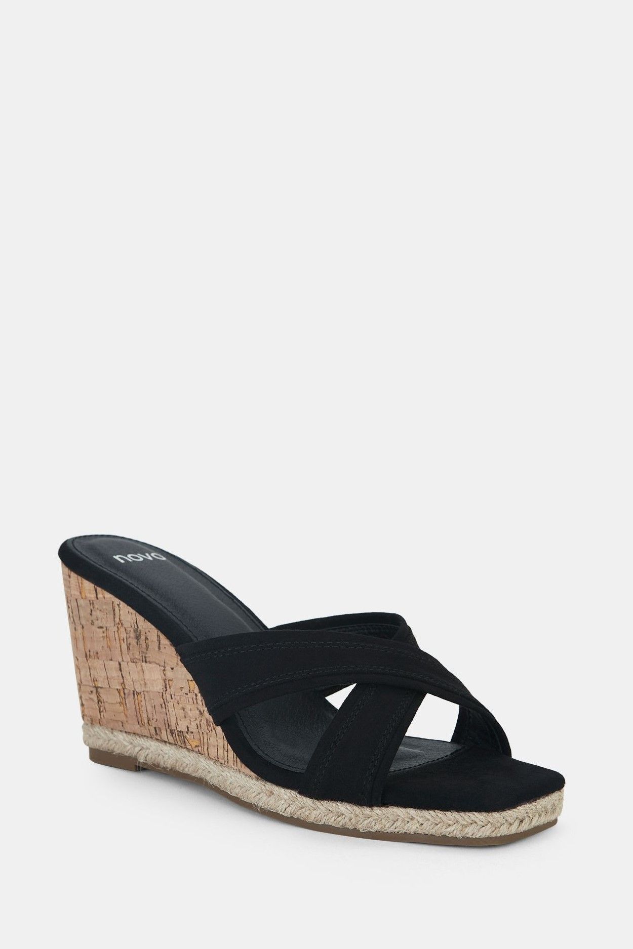 Debs BRIXTON Black Cork Wedge Mule