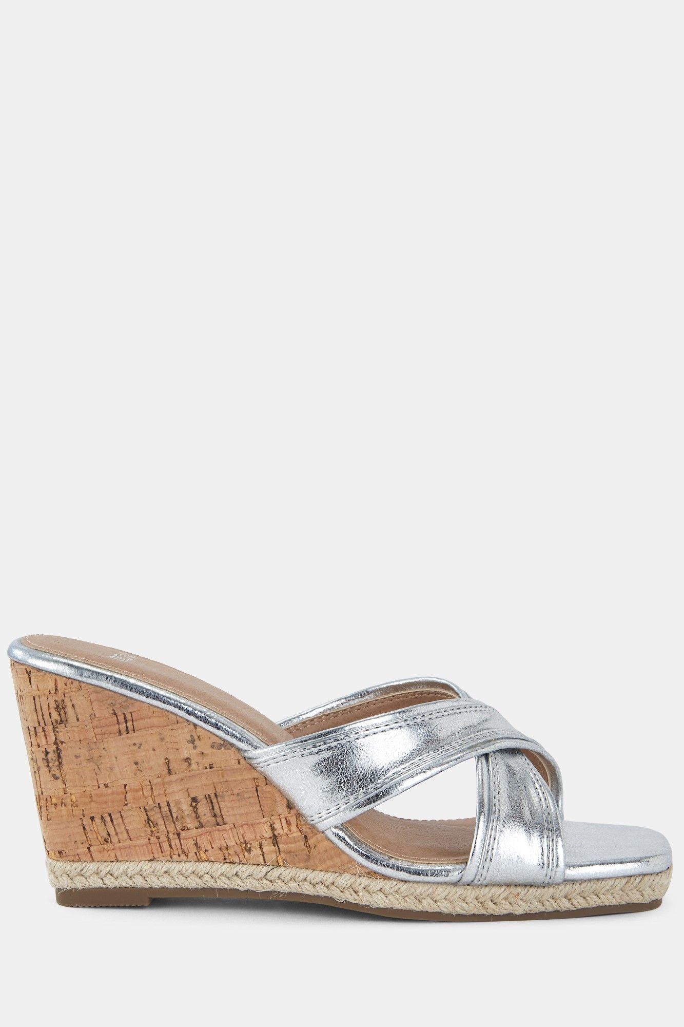 Debs BRIXTON Silver Cork Wedge Mule