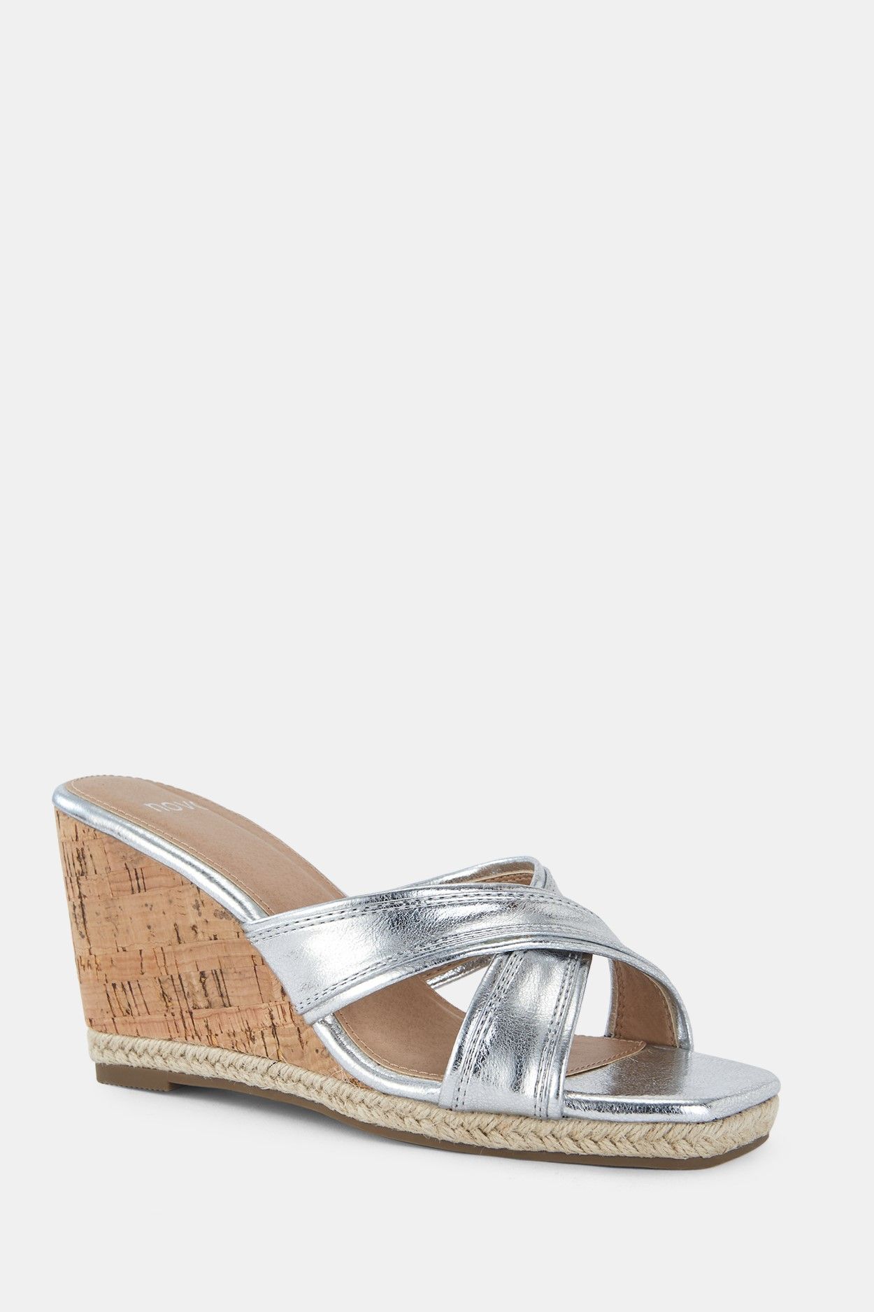 Debs BRIXTON Silver Cork Wedge Mule